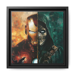 Technological Titans: Marvel Rivalry, Digital Fan Art Portrait, Superhero Duality Composition - Canvas Wall Art