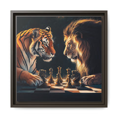 Predatory Strategies: Animal Kingdom Chess, Metaphorical Digital Art - Canvas Wall Art