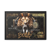 Lion Sovereign: Corporate Dominance, Golden Empire, Power Portrait - Canvas Wall Art