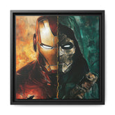 Technological Titans: Marvel Rivalry, Digital Fan Art Portrait, Superhero Duality Composition - Canvas Wall Art