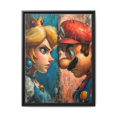 Legends Collide: Pixel Protagonists Reimagined, Gritty Game Art Portrait - Canvas Wall Art