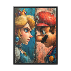 Legends Collide: Pixel Protagonists Reimagined, Gritty Game Art Portrait - Canvas Wall Art
