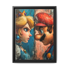 Legends Collide: Pixel Protagonists Reimagined, Gritty Game Art Portrait - Canvas Wall Art