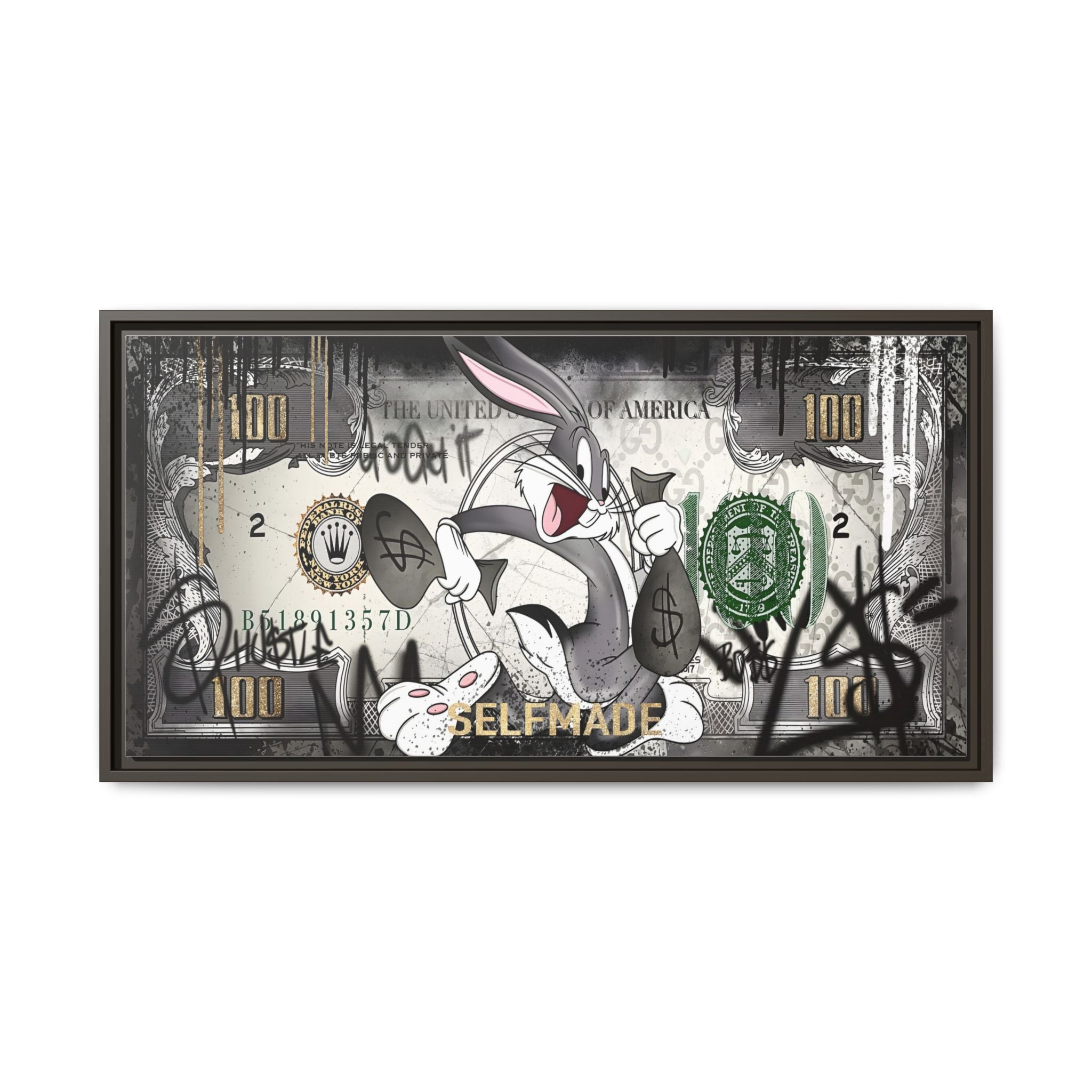 Bunny Benjamins: Pop Art Currency Remix, American Dream Iconography - Canvas Wall Art