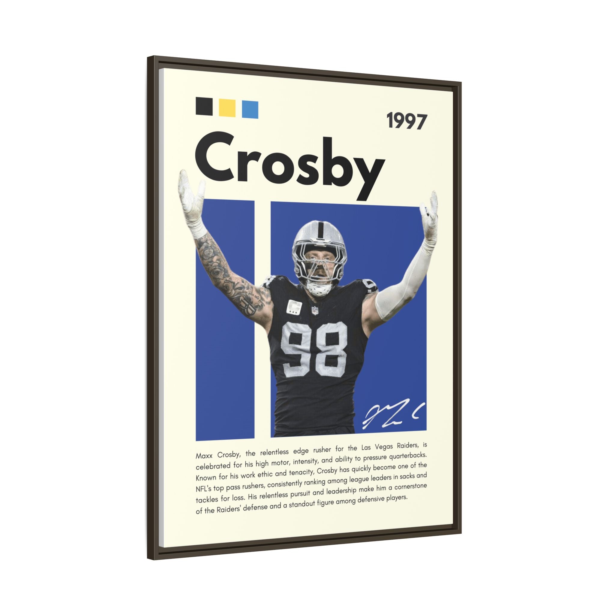 Maxx Crosby: Defensive Dynamo - Canvas Wall Art
