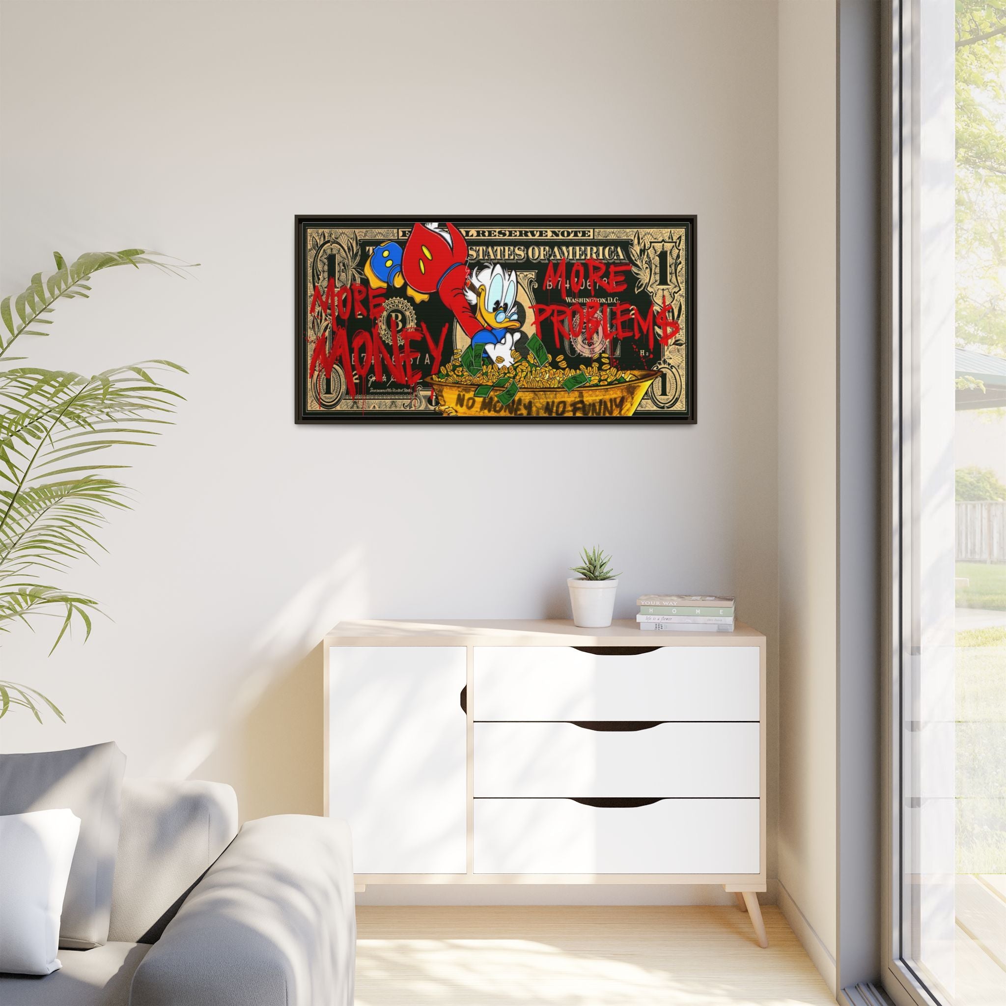 Duck Dynasty of Dollars: Pop Art Financial Critique, Graffiti Economics, Capitalist Commentary - Canvas Wall Art