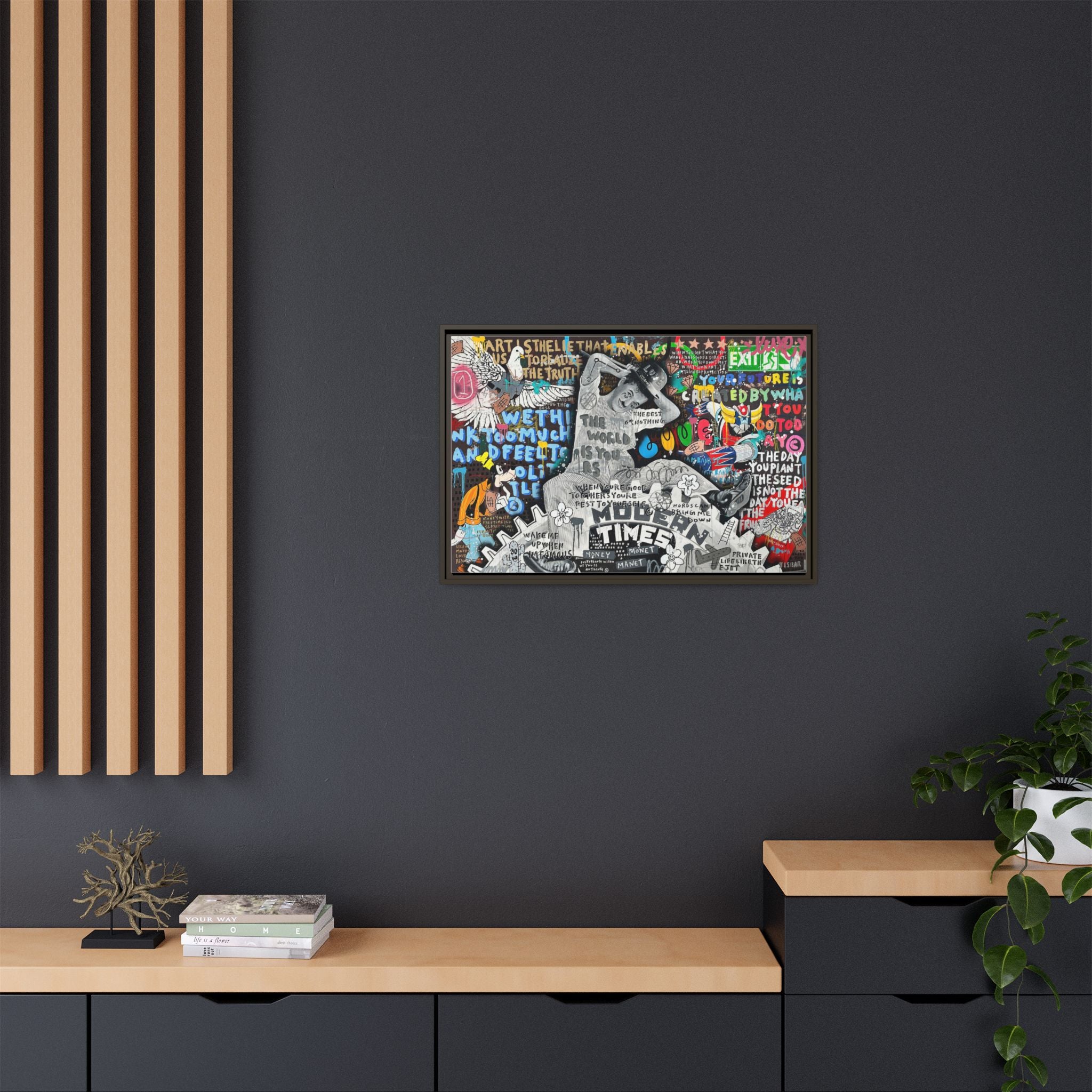 Urban Kaleidoscope: Street Art Fusion, Visual Commentary, Graffiti Narrative - Canvas Wall Art