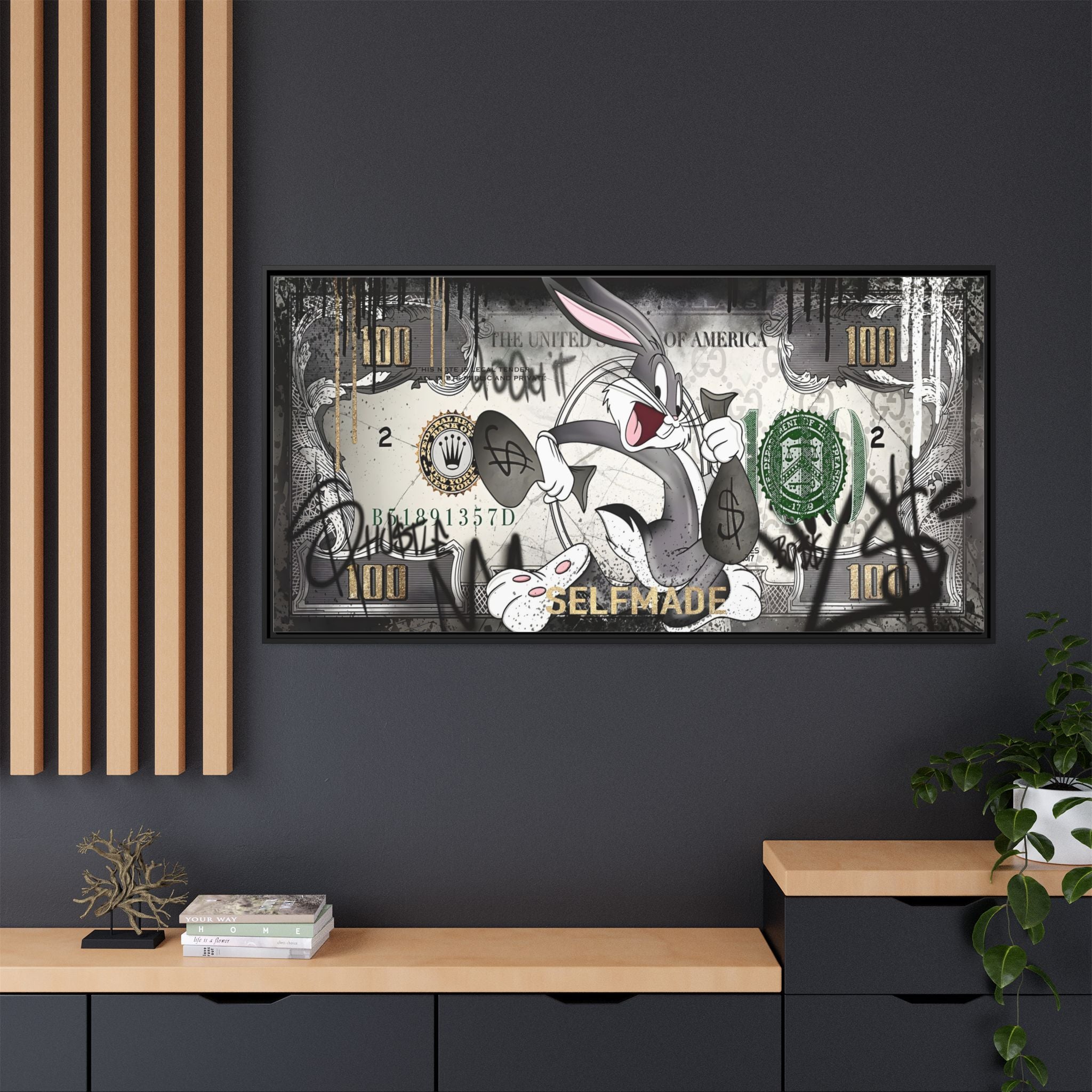 Bunny Benjamins: Pop Art Currency Remix, American Dream Iconography - Canvas Wall Art