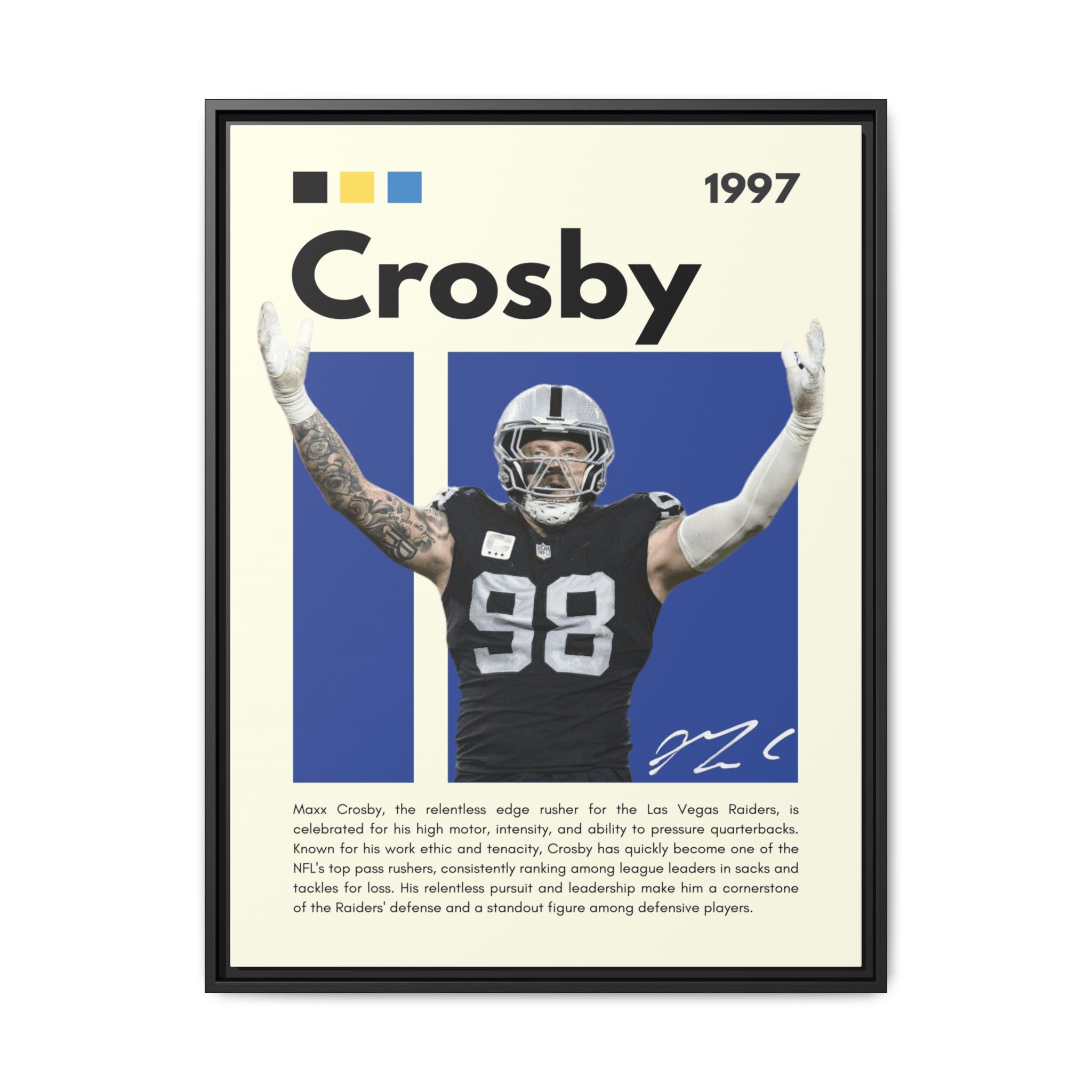 Maxx Crosby: Defensive Dynamo - Canvas Wall Art