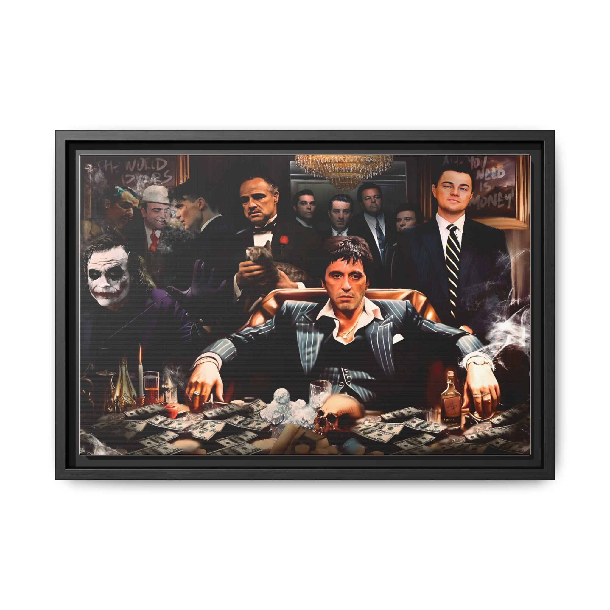Empire of Shadows: Cinematic Crime Collage, Noir Anthology of Power - Canvas Wall Art