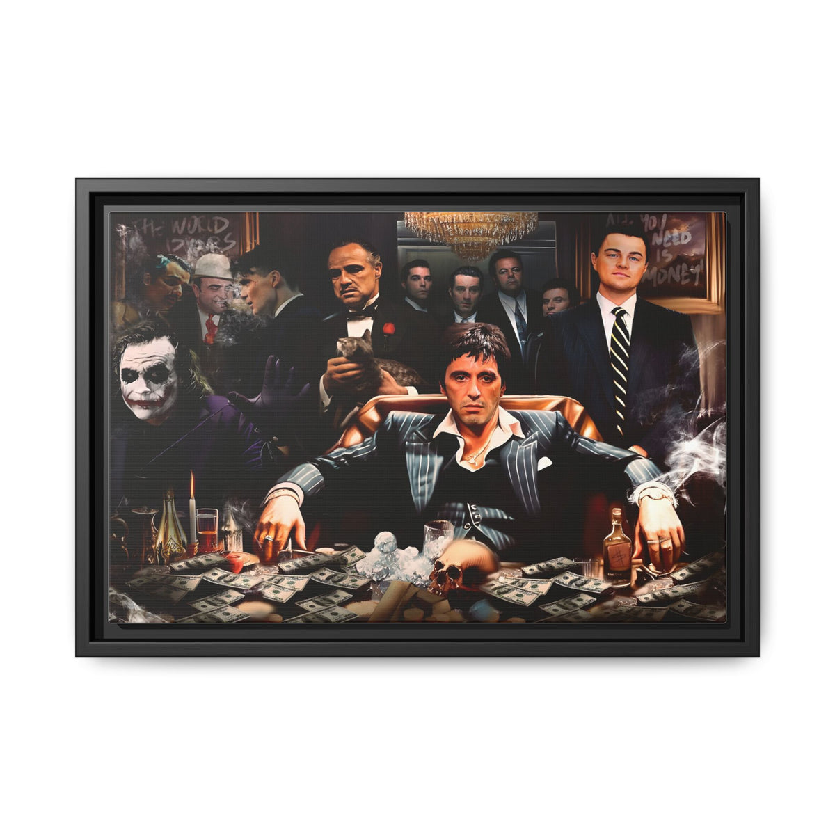 Empire of Shadows: Cinematic Crime Collage, Noir Anthology of Power - Canvas Wall Art