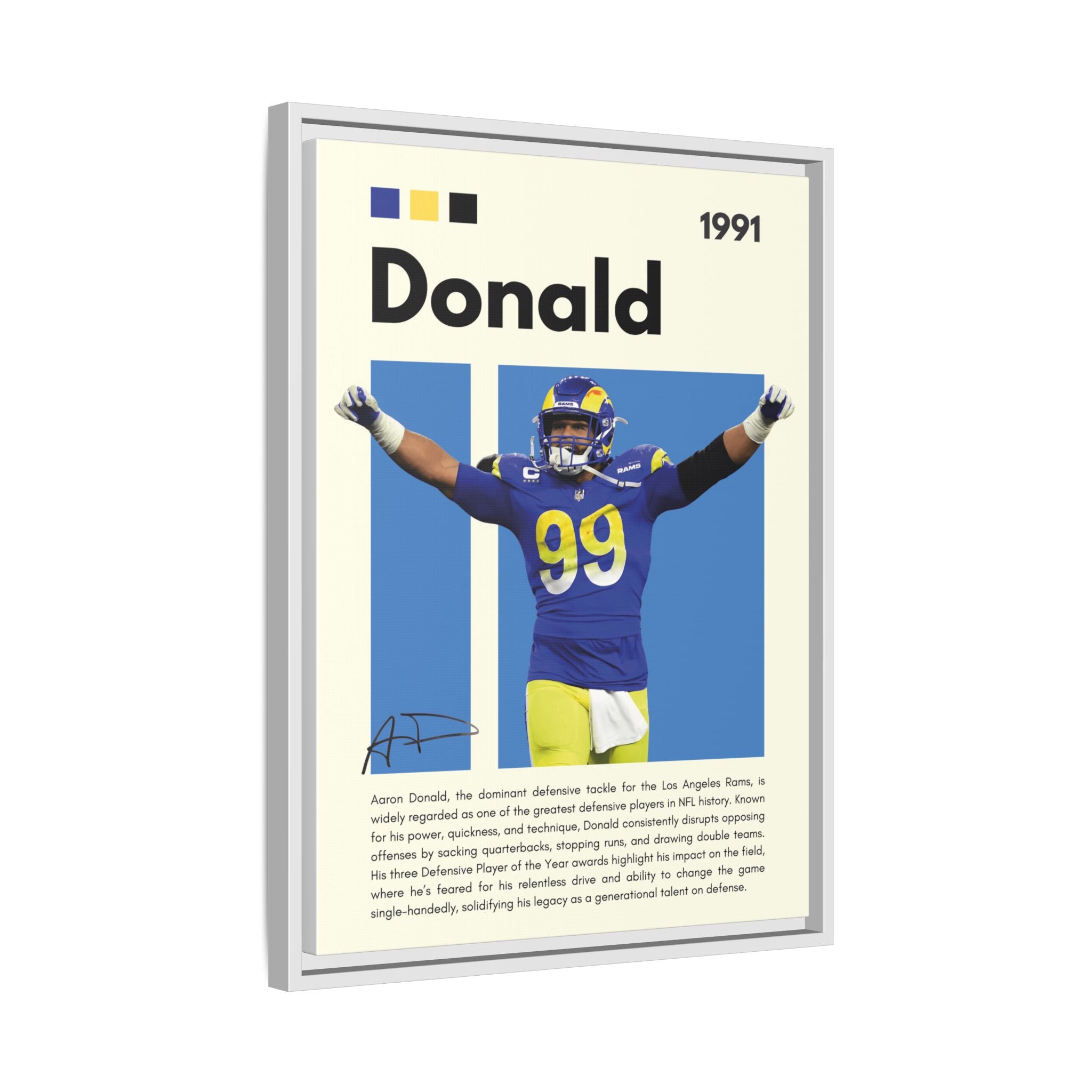 Aaron Donald: Rams Defensive Powerhouse - Canvas Wall Art