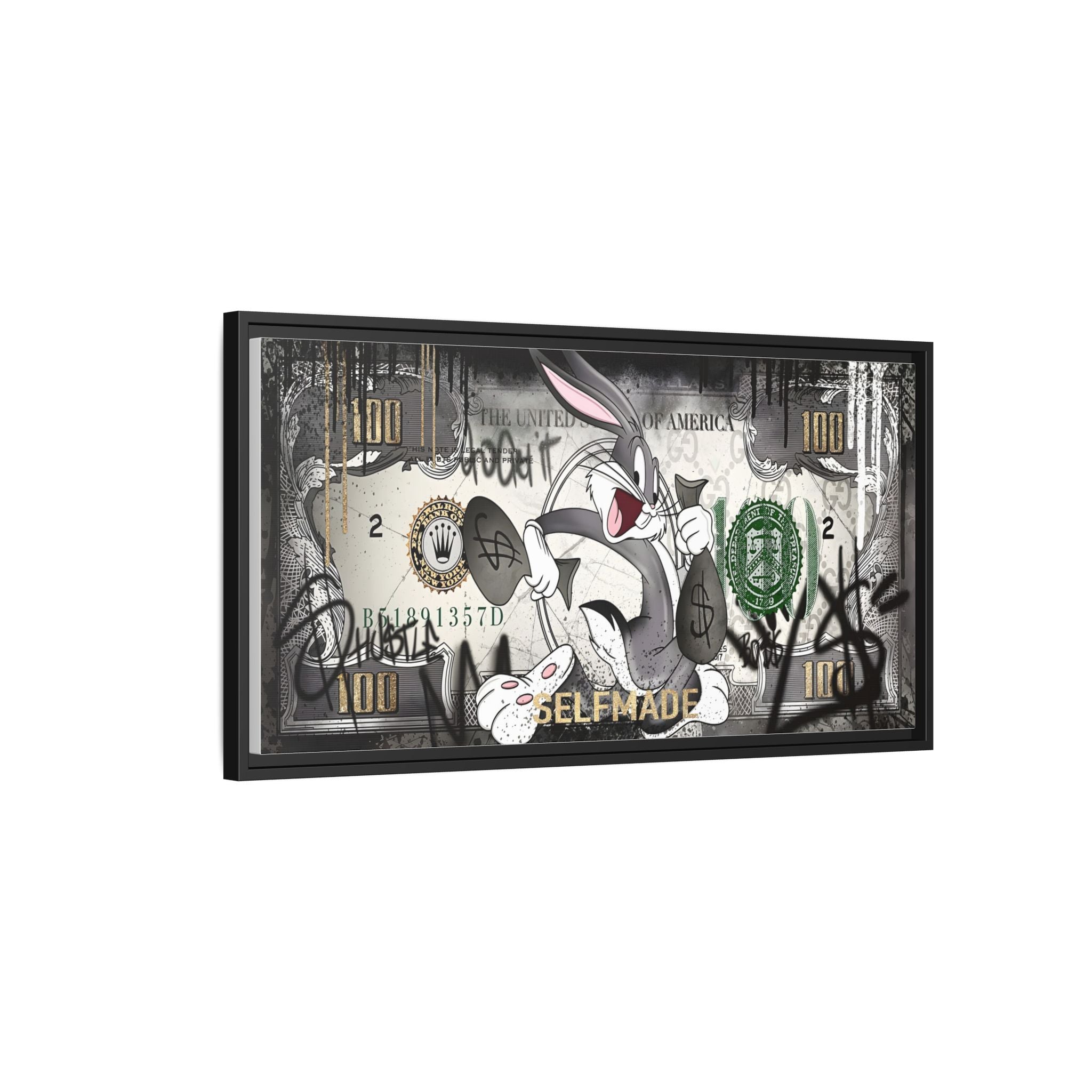 Bunny Benjamins: Pop Art Currency Remix, American Dream Iconography - Canvas Wall Art