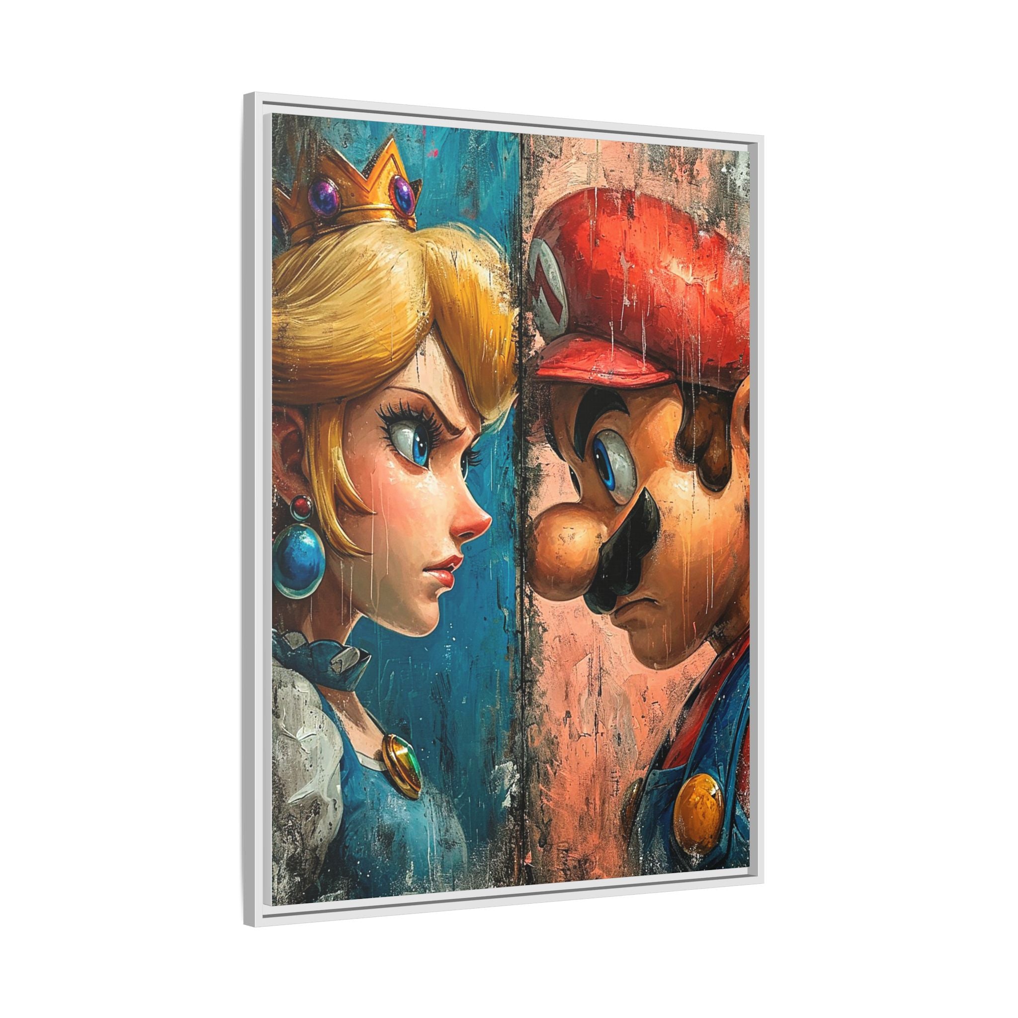 Legends Collide: Pixel Protagonists Reimagined, Gritty Game Art Portrait - Canvas Wall Art