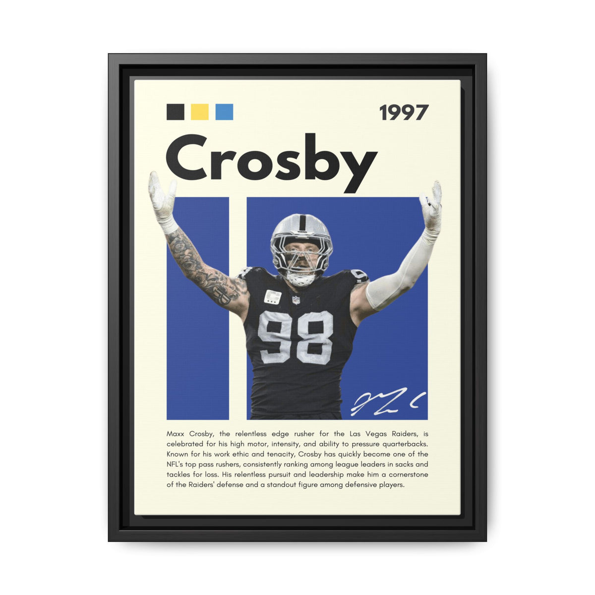 Maxx Crosby: Defensive Dynamo - Canvas Wall Art