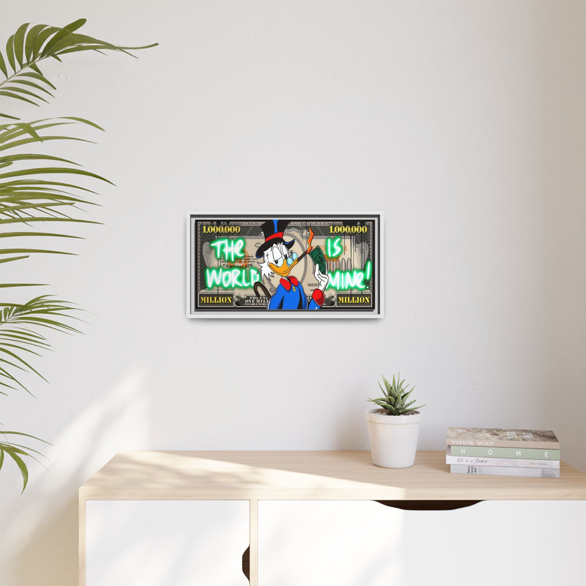 Duck Dollar Domination: Pop Art Financial Satire, Disney Character Urban Commentary - Canvas Wall Art