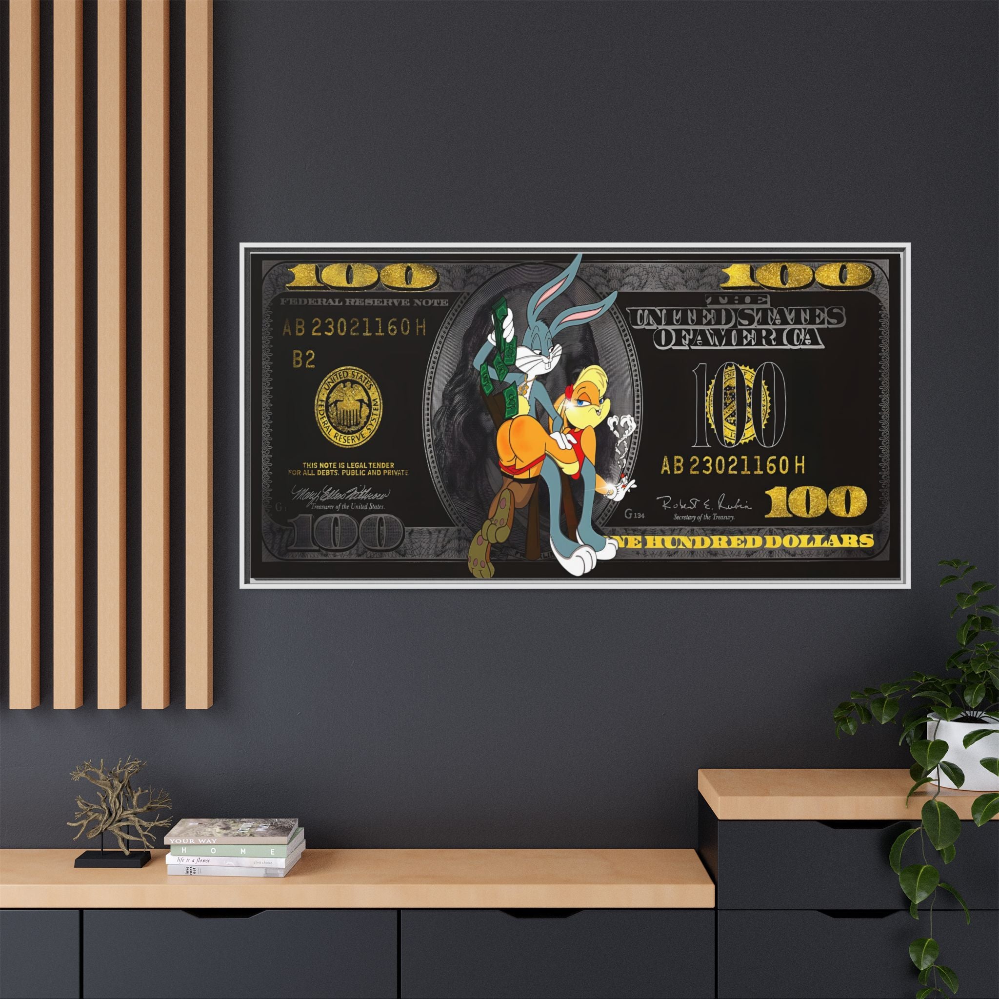 Cartoon Cash Remix: Looney Tunes Currency, Pop Culture Finance Art - Canvas Wall Art
