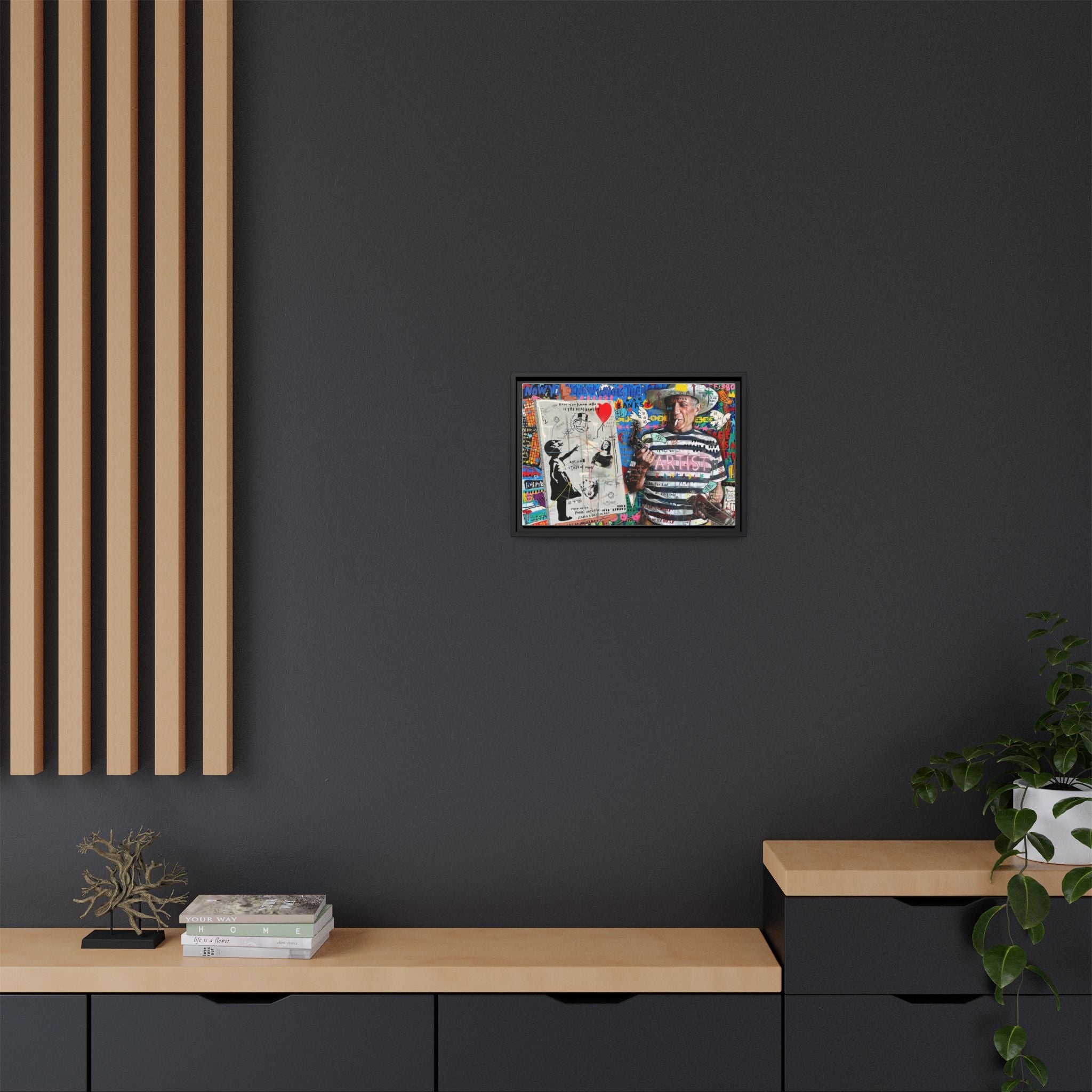 Bankable Rebellion: Street Art Collage, Banksy-Inspired Social Commentary, Urban Creative Expression - Canvas Wall Art