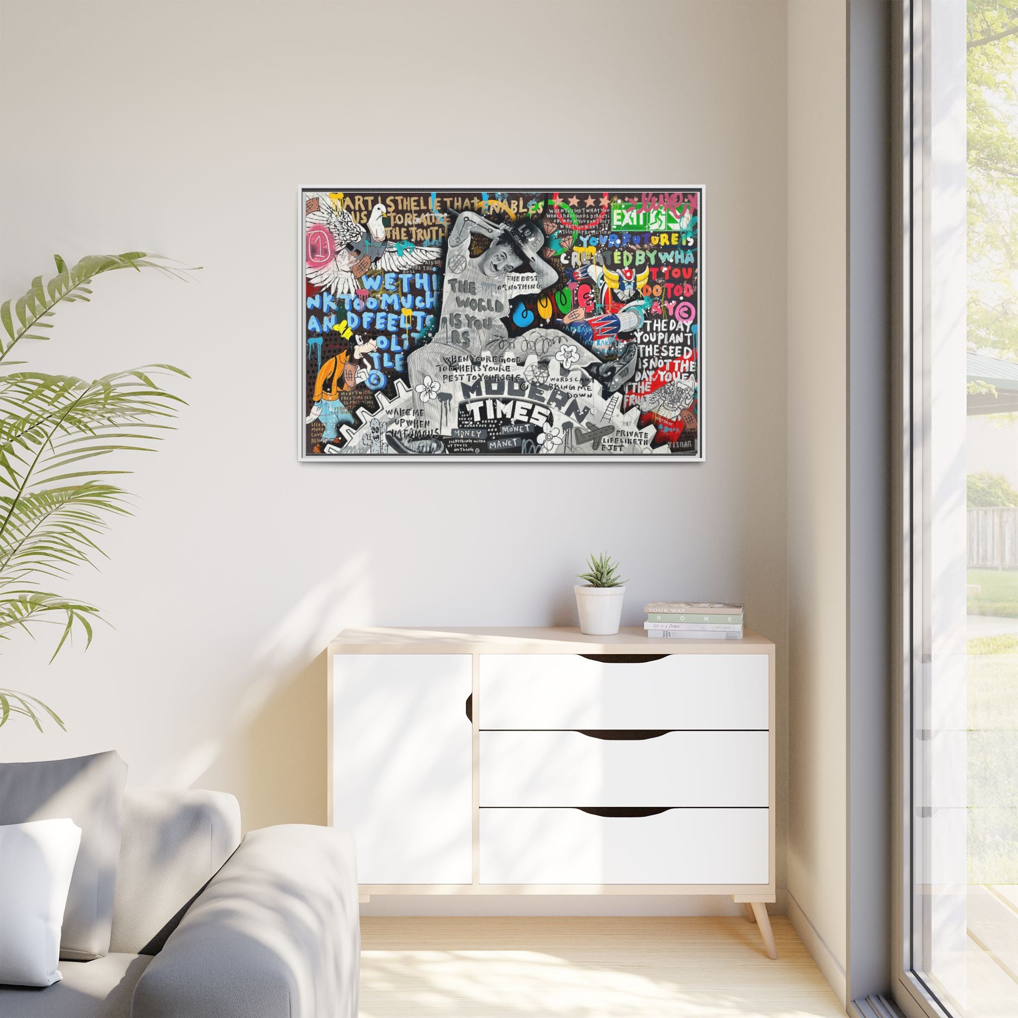 Urban Kaleidoscope: Street Art Fusion, Visual Commentary, Graffiti Narrative - Canvas Wall Art