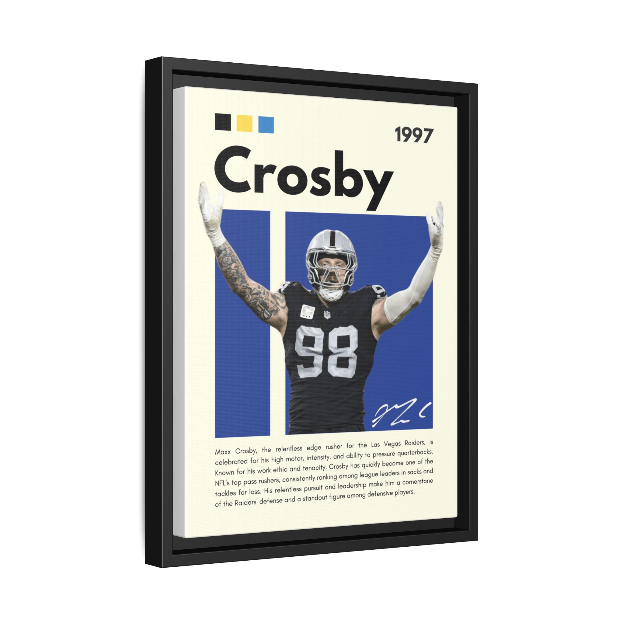 Maxx Crosby: Defensive Dynamo - Canvas Wall Art