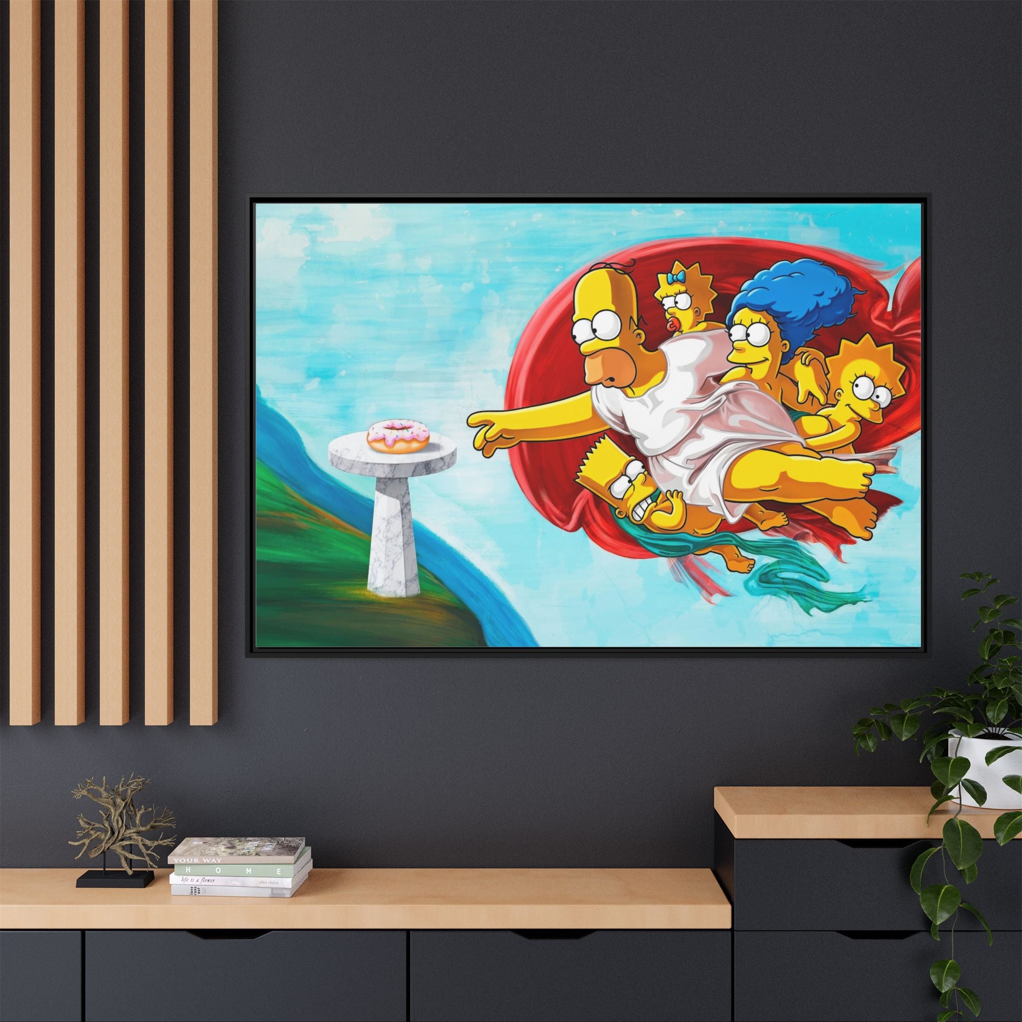 The Simpsons' Last Supper: Pop Culture Parody, Da Vinci Reimagined, Animated Comedy Masterpiece - Canvas Wall Art
