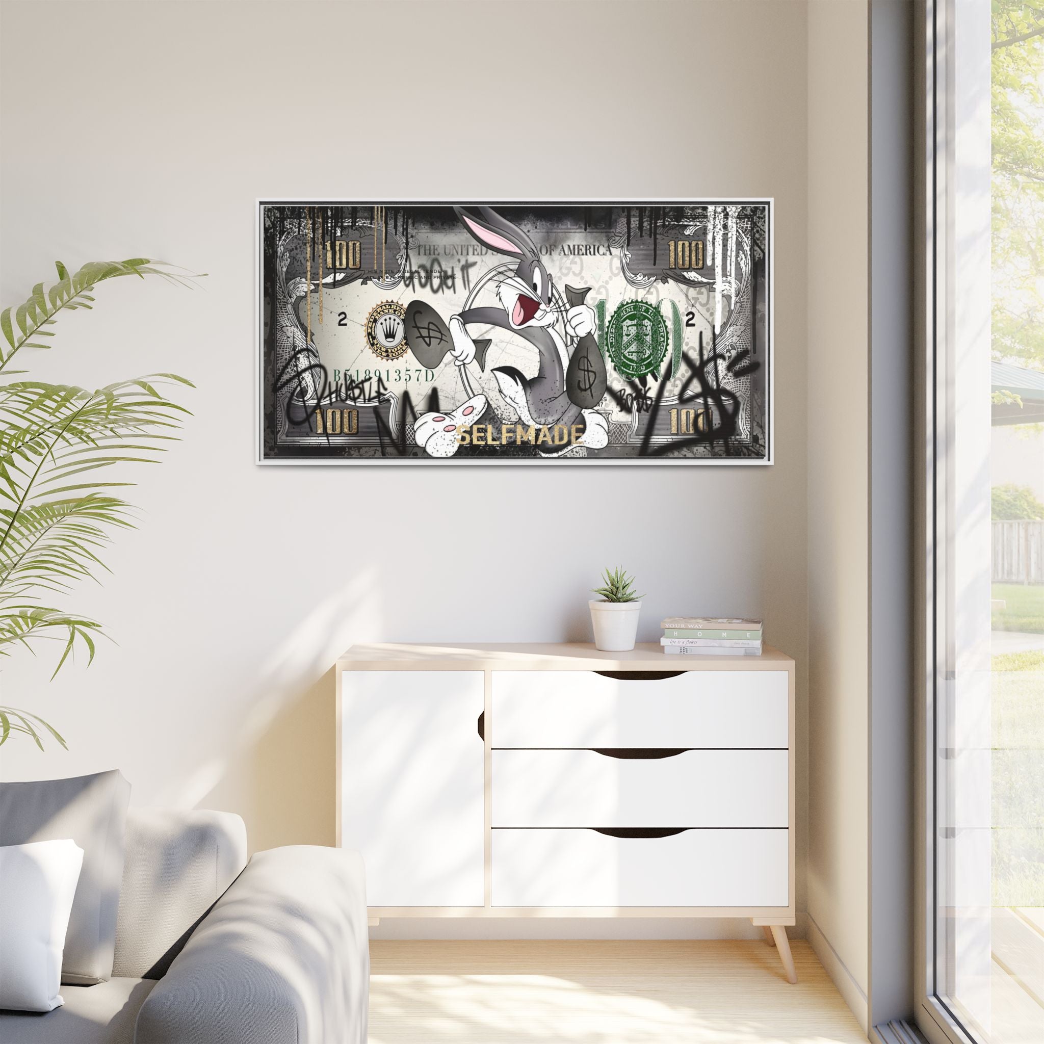Bunny Benjamins: Pop Art Currency Remix, American Dream Iconography - Canvas Wall Art