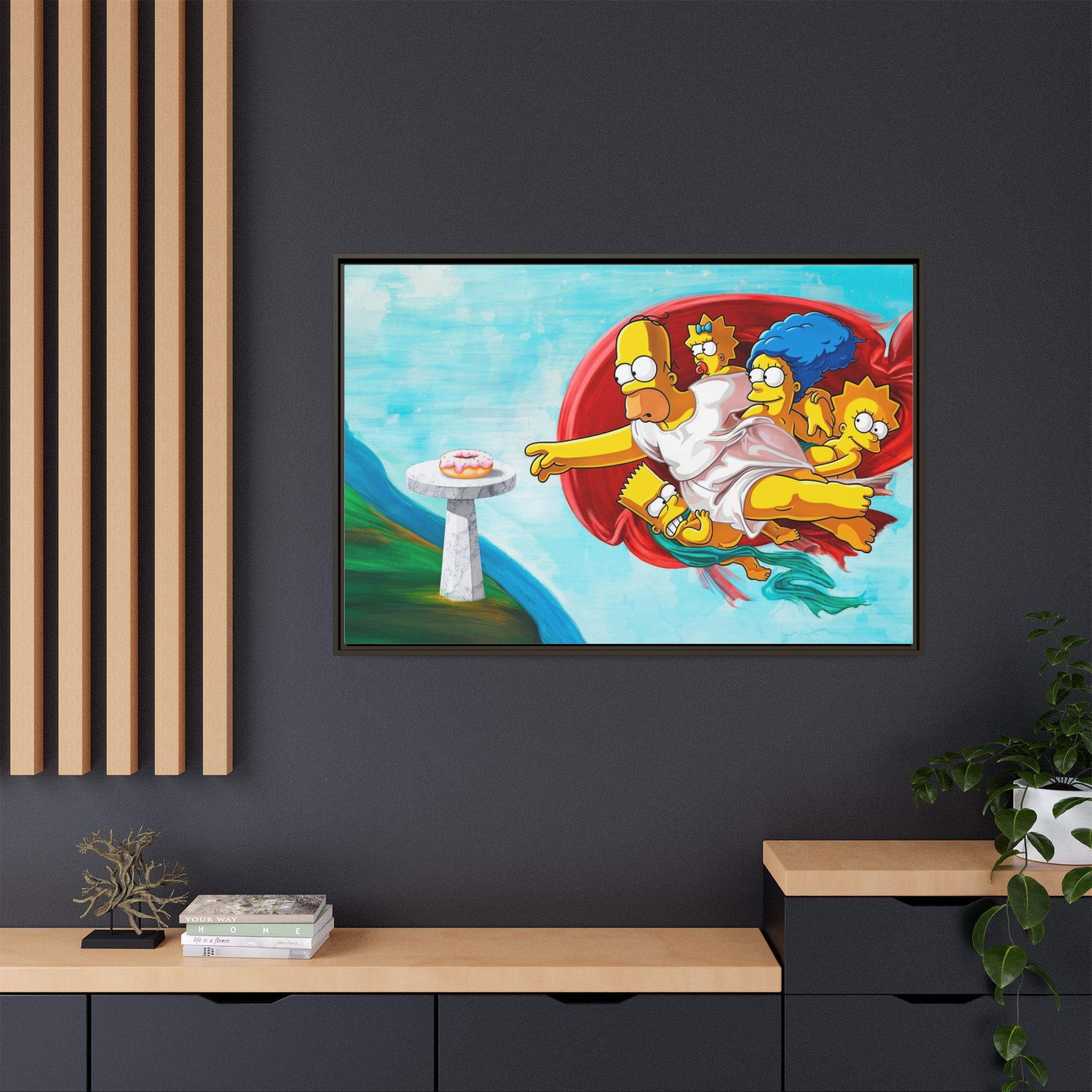 The Simpsons' Last Supper: Pop Culture Parody, Da Vinci Reimagined, Animated Comedy Masterpiece - Canvas Wall Art