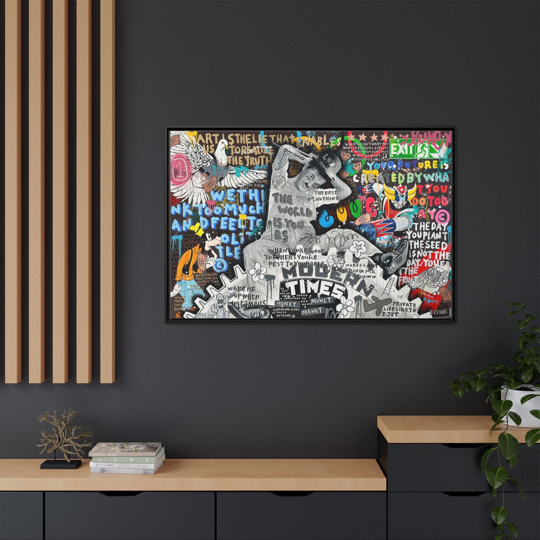 Urban Kaleidoscope: Street Art Fusion, Visual Commentary, Graffiti Narrative - Canvas Wall Art