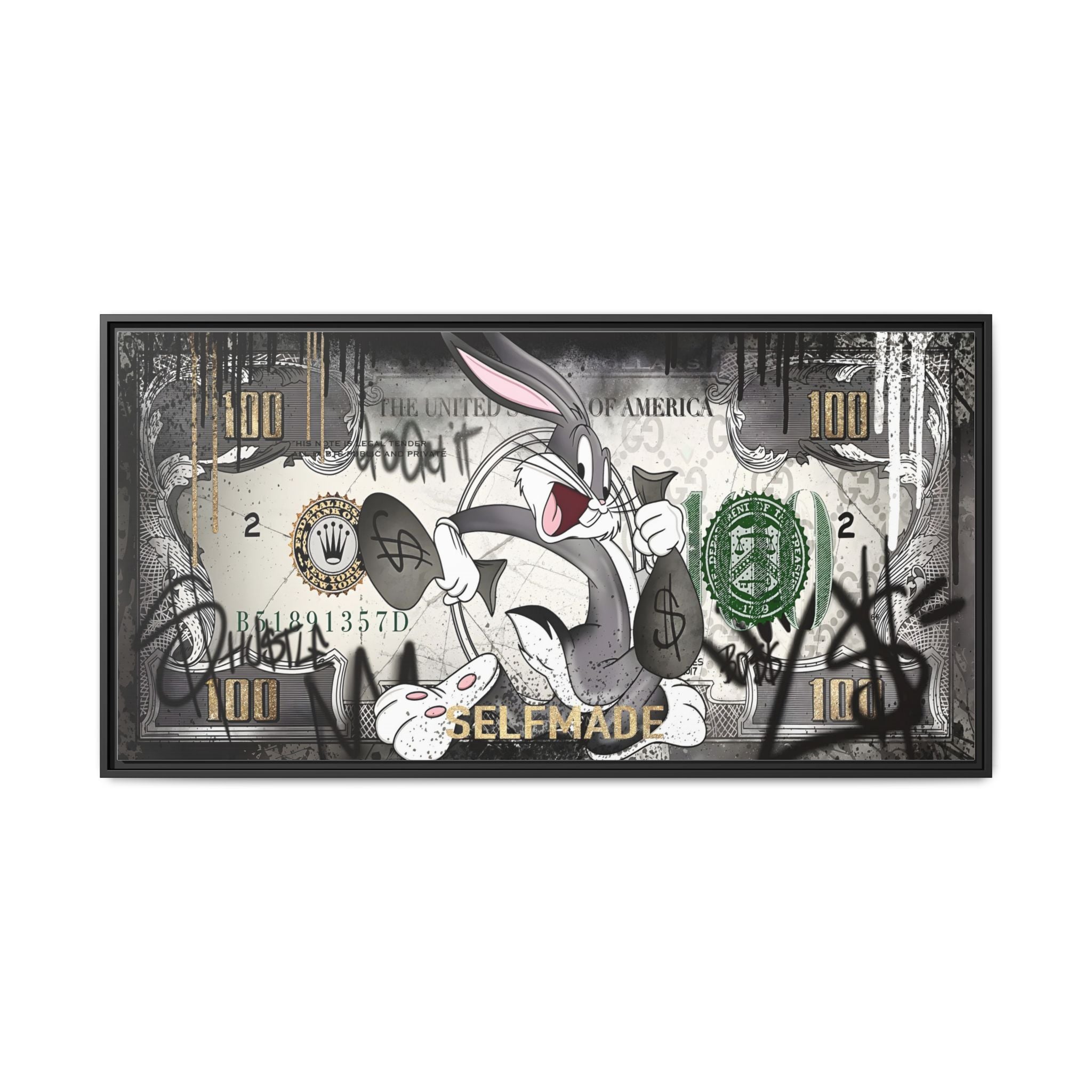 Bunny Benjamins: Pop Art Currency Remix, American Dream Iconography - Canvas Wall Art