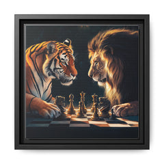 Predatory Strategies: Animal Kingdom Chess, Metaphorical Digital Art - Canvas Wall Art