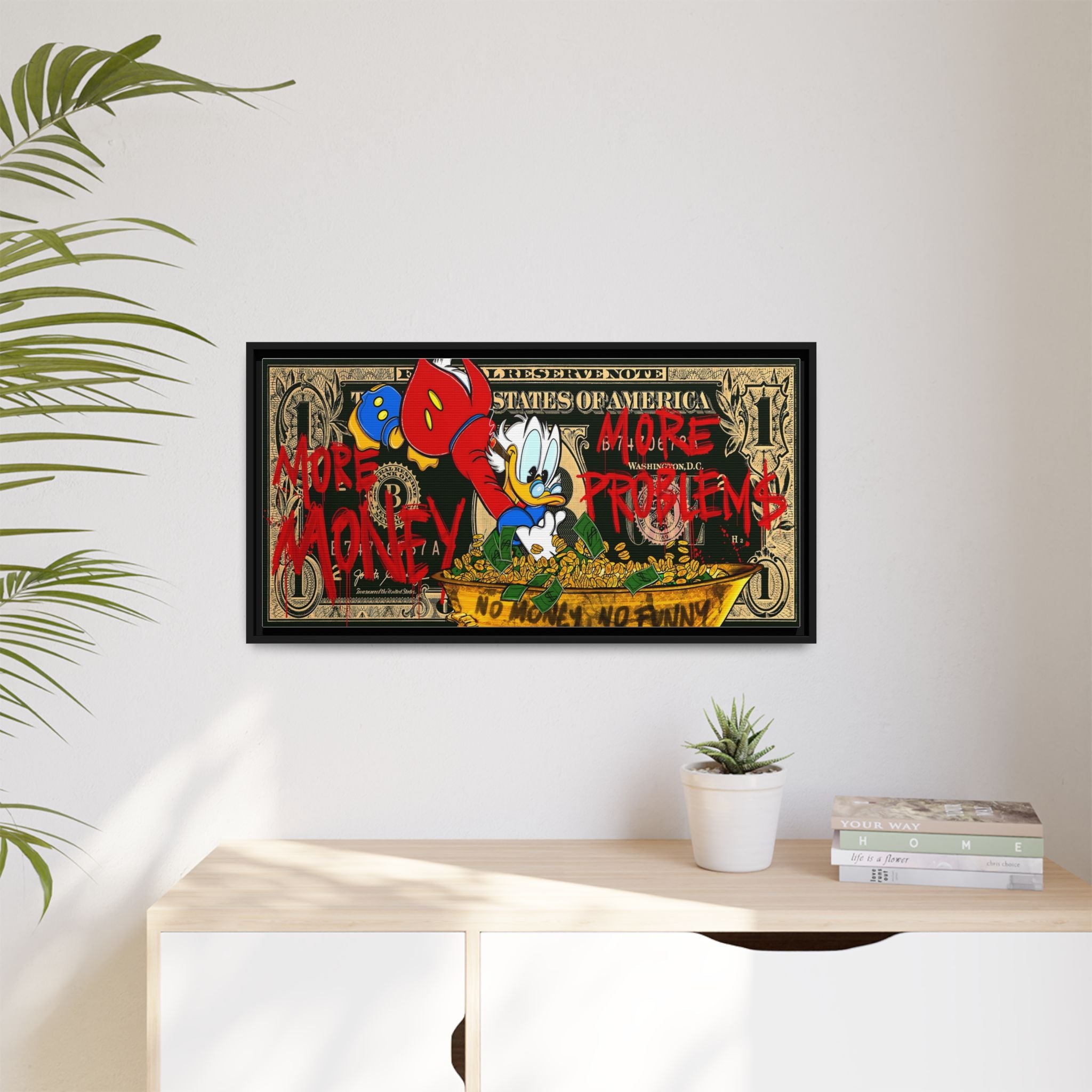 Duck Dynasty of Dollars: Pop Art Financial Critique, Graffiti Economics, Capitalist Commentary - Canvas Wall Art
