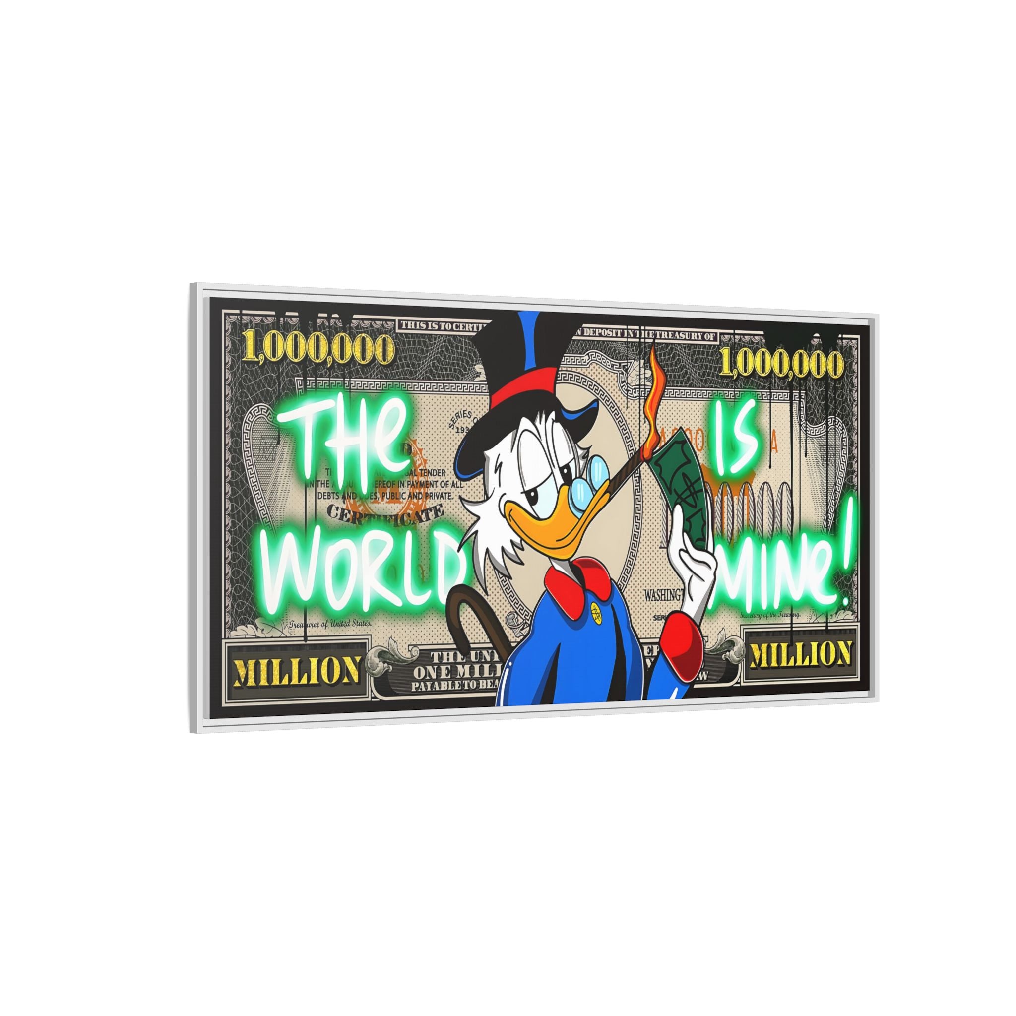 Duck Dollar Domination: Pop Art Financial Satire, Disney Character Urban Commentary - Canvas Wall Art