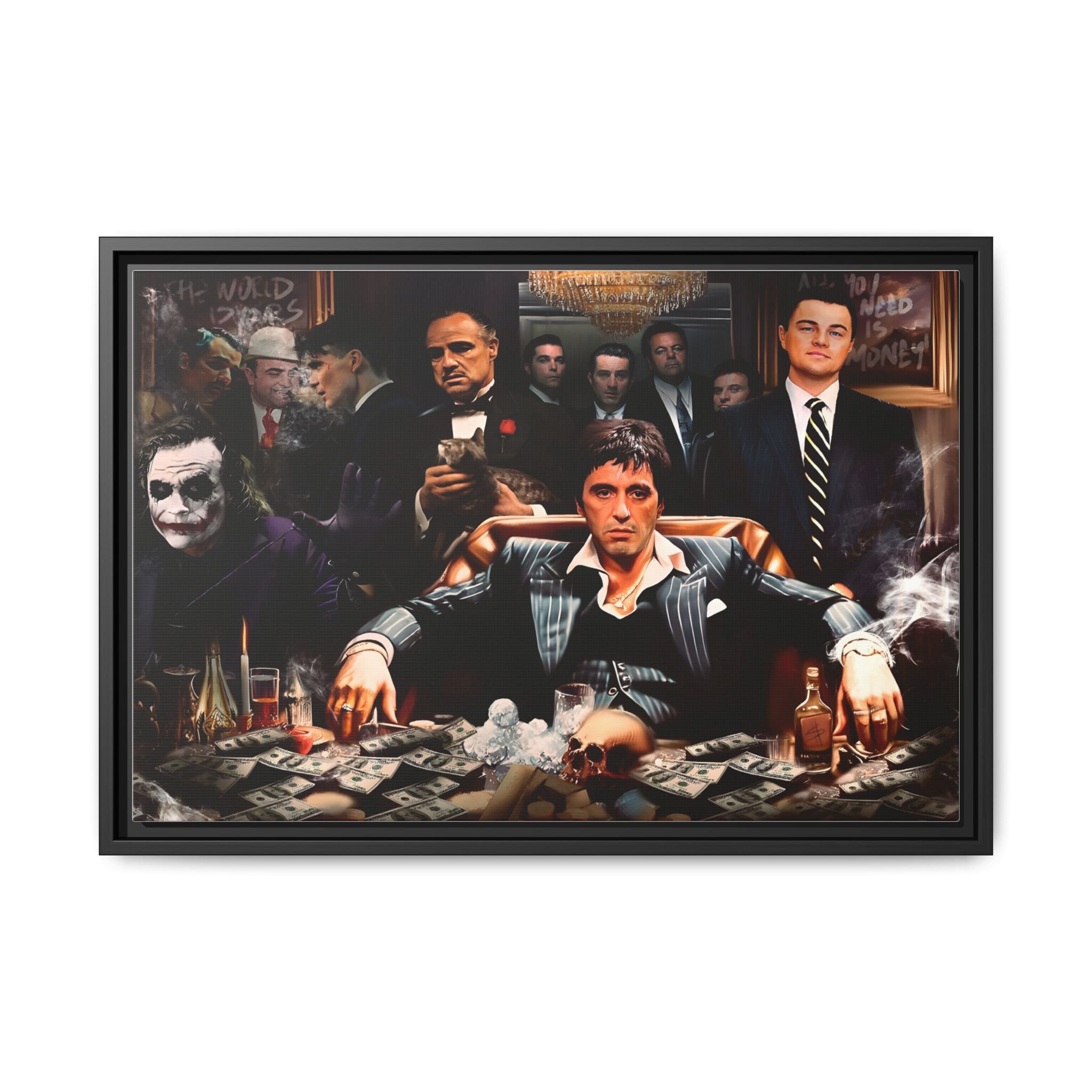 Empire of Shadows: Cinematic Crime Collage, Noir Anthology of Power - Canvas Wall Art