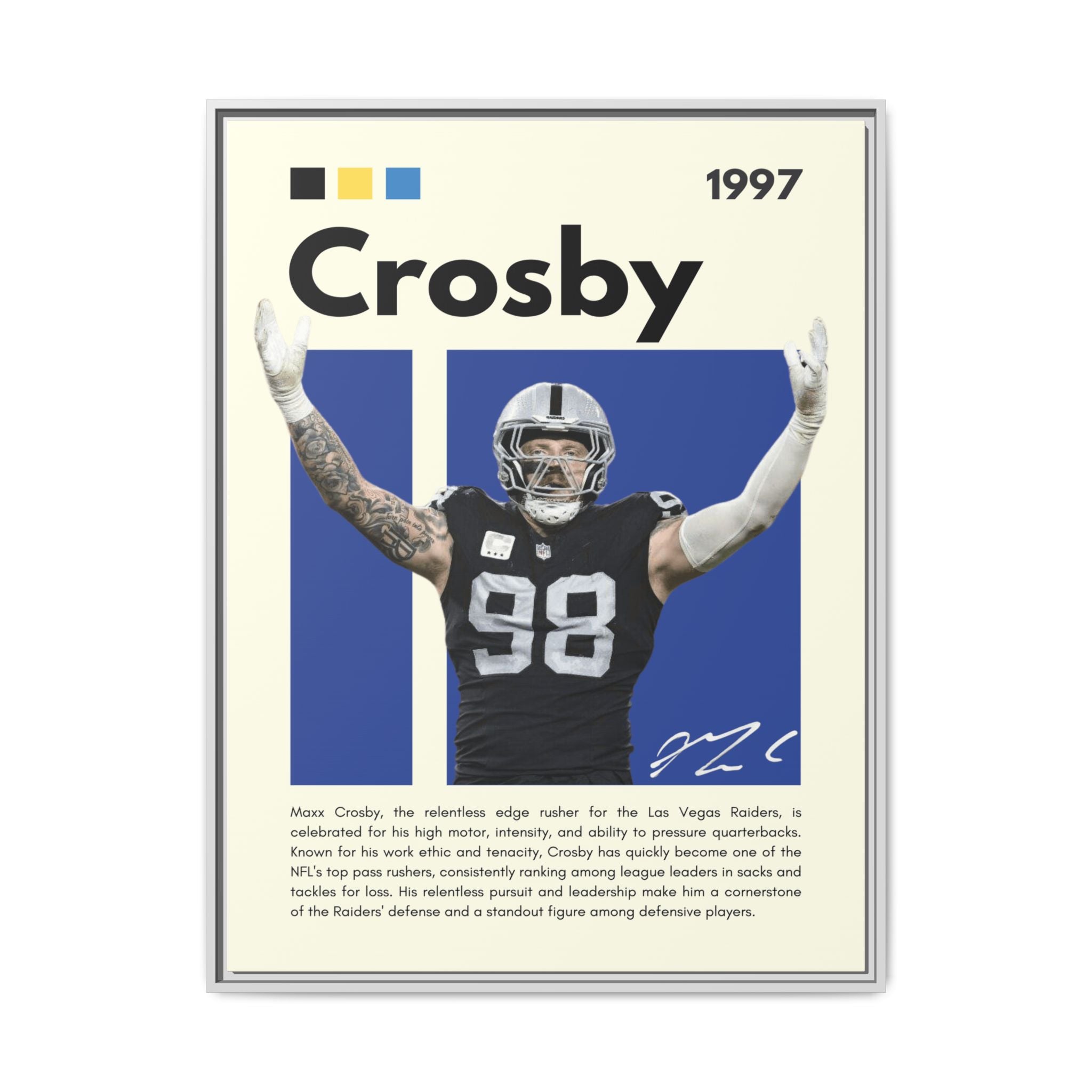 Maxx Crosby: Defensive Dynamo - Canvas Wall Art