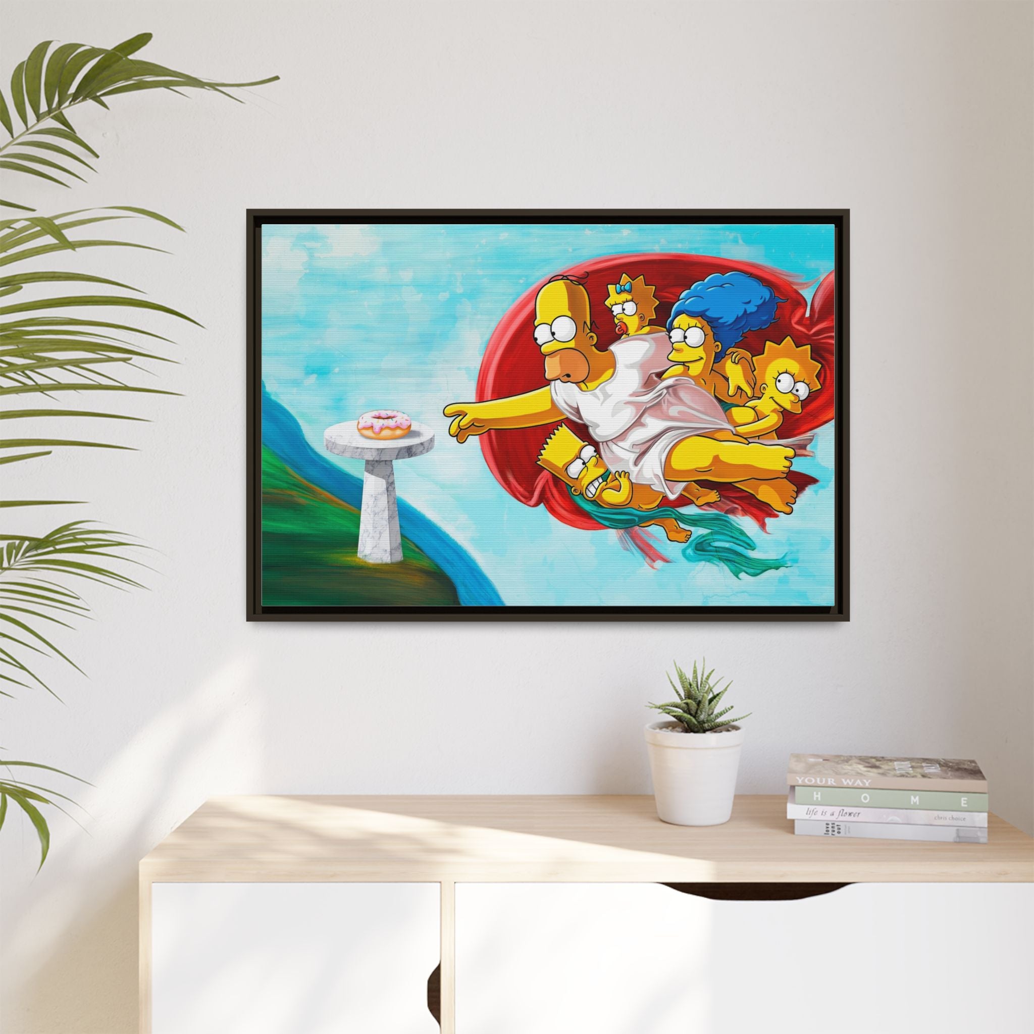 The Simpsons' Last Supper: Pop Culture Parody, Da Vinci Reimagined, Animated Comedy Masterpiece - Canvas Wall Art
