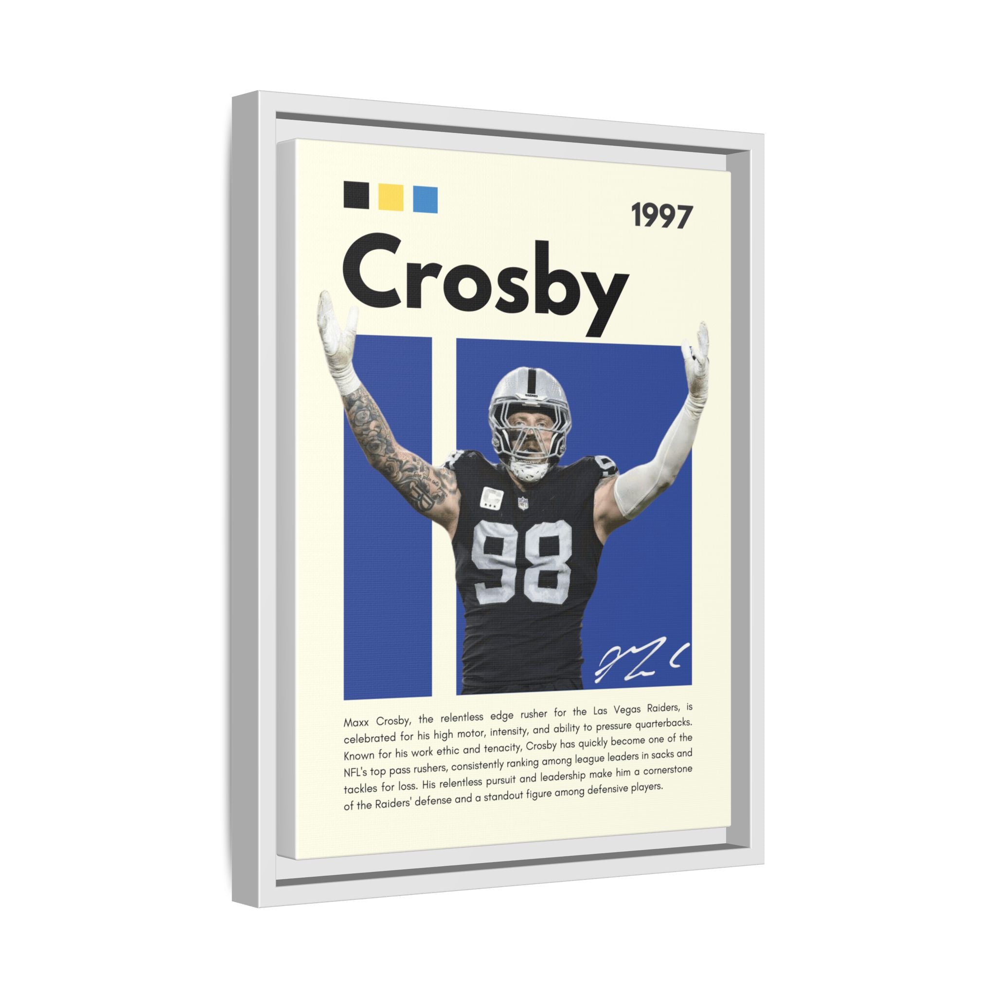 Maxx Crosby: Defensive Dynamo - Canvas Wall Art