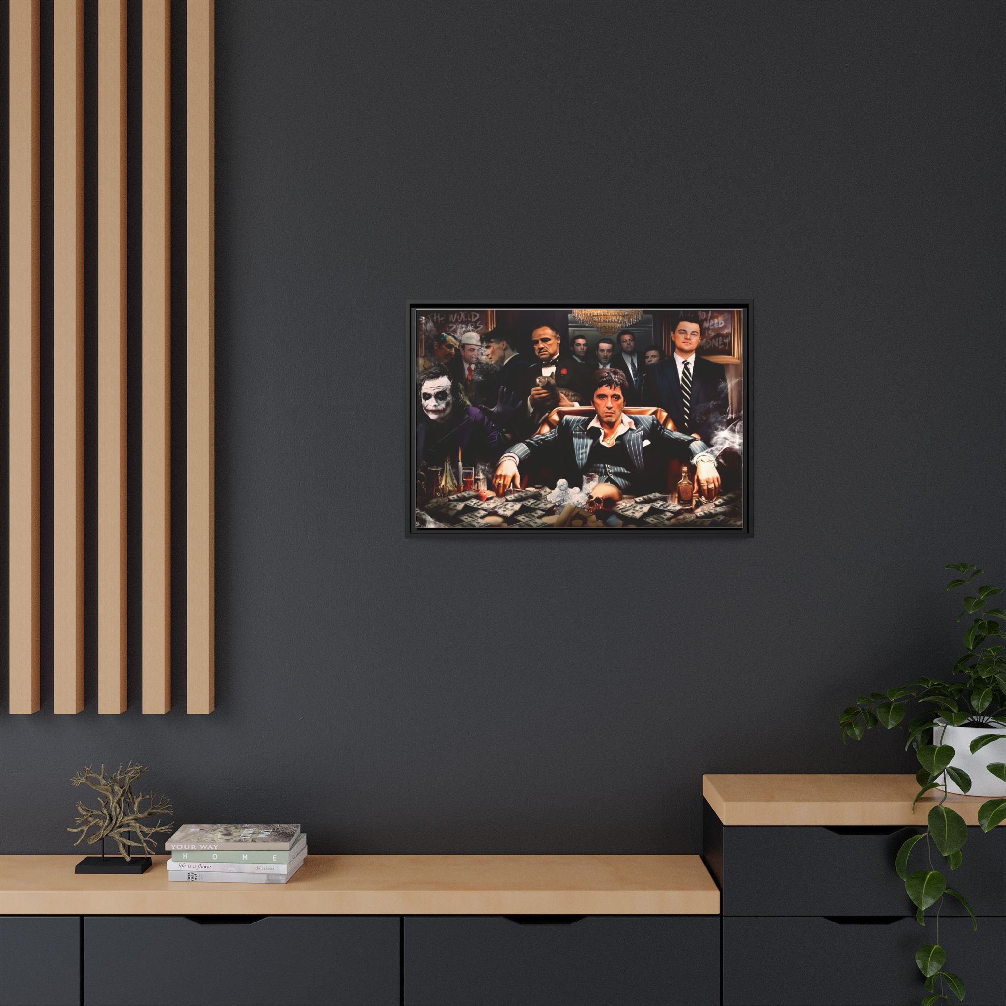 Empire of Shadows: Cinematic Crime Collage, Noir Anthology of Power - Canvas Wall Art