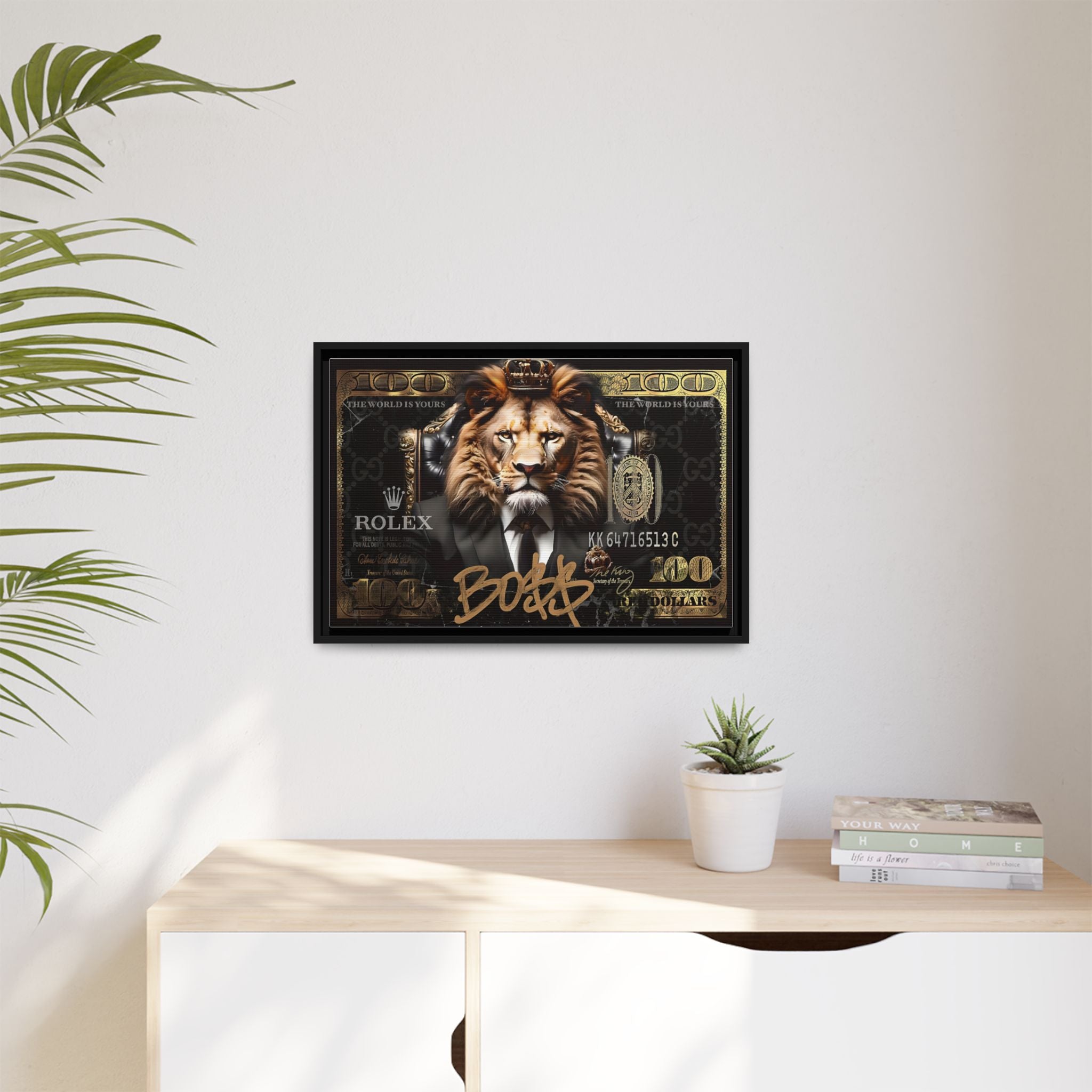 Lion Sovereign: Corporate Dominance, Golden Empire, Power Portrait - Canvas Wall Art