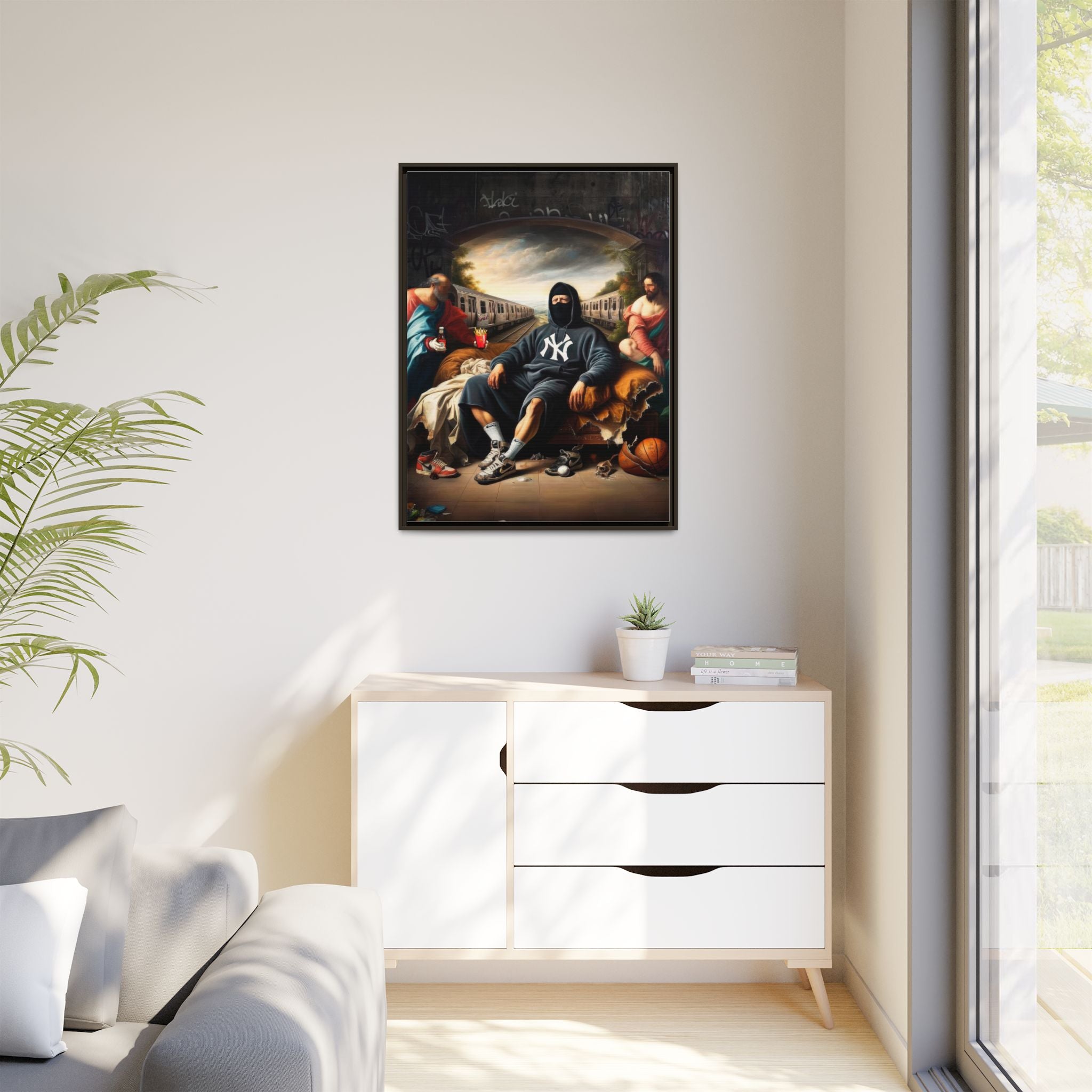 Urban Renaissance: Digital Remix of Classical Portraiture, Street Culture Reimagined - Canvas Wall Art