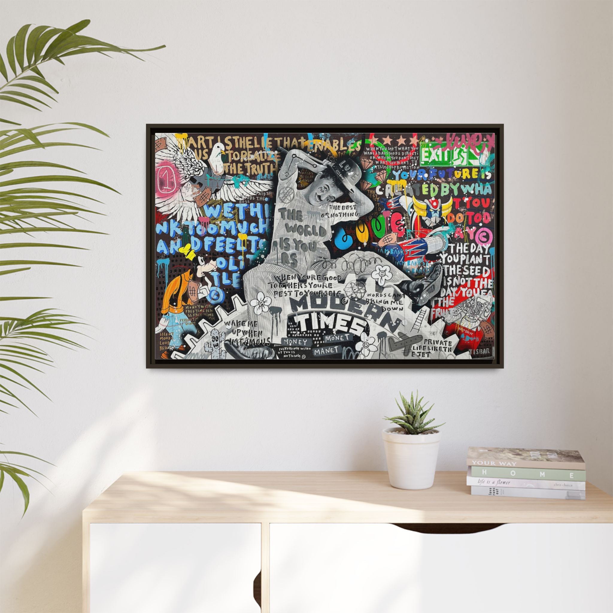 Urban Kaleidoscope: Street Art Fusion, Visual Commentary, Graffiti Narrative - Canvas Wall Art