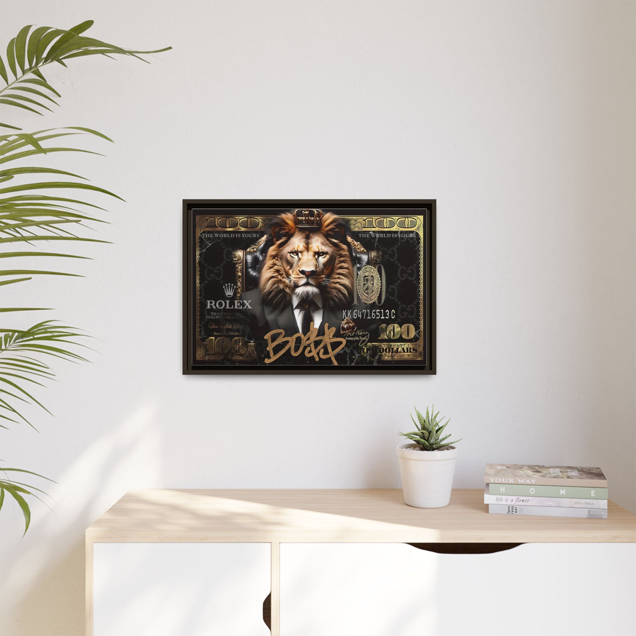 Lion Sovereign: Corporate Dominance, Golden Empire, Power Portrait - Canvas Wall Art
