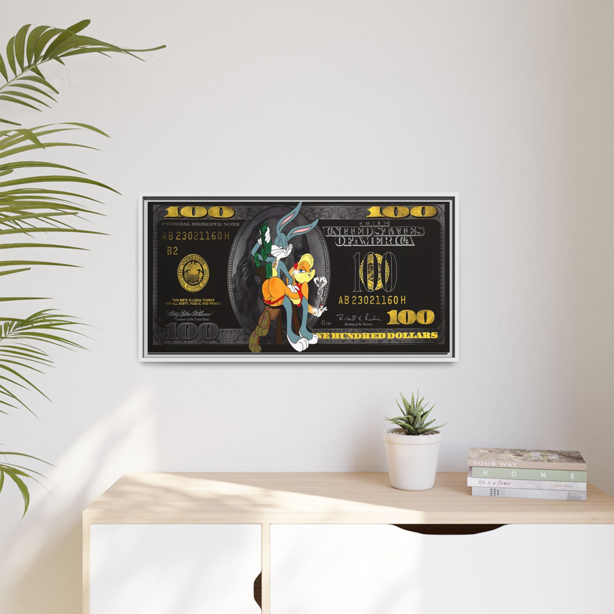 Cartoon Cash Remix: Looney Tunes Currency, Pop Culture Finance Art - Canvas Wall Art