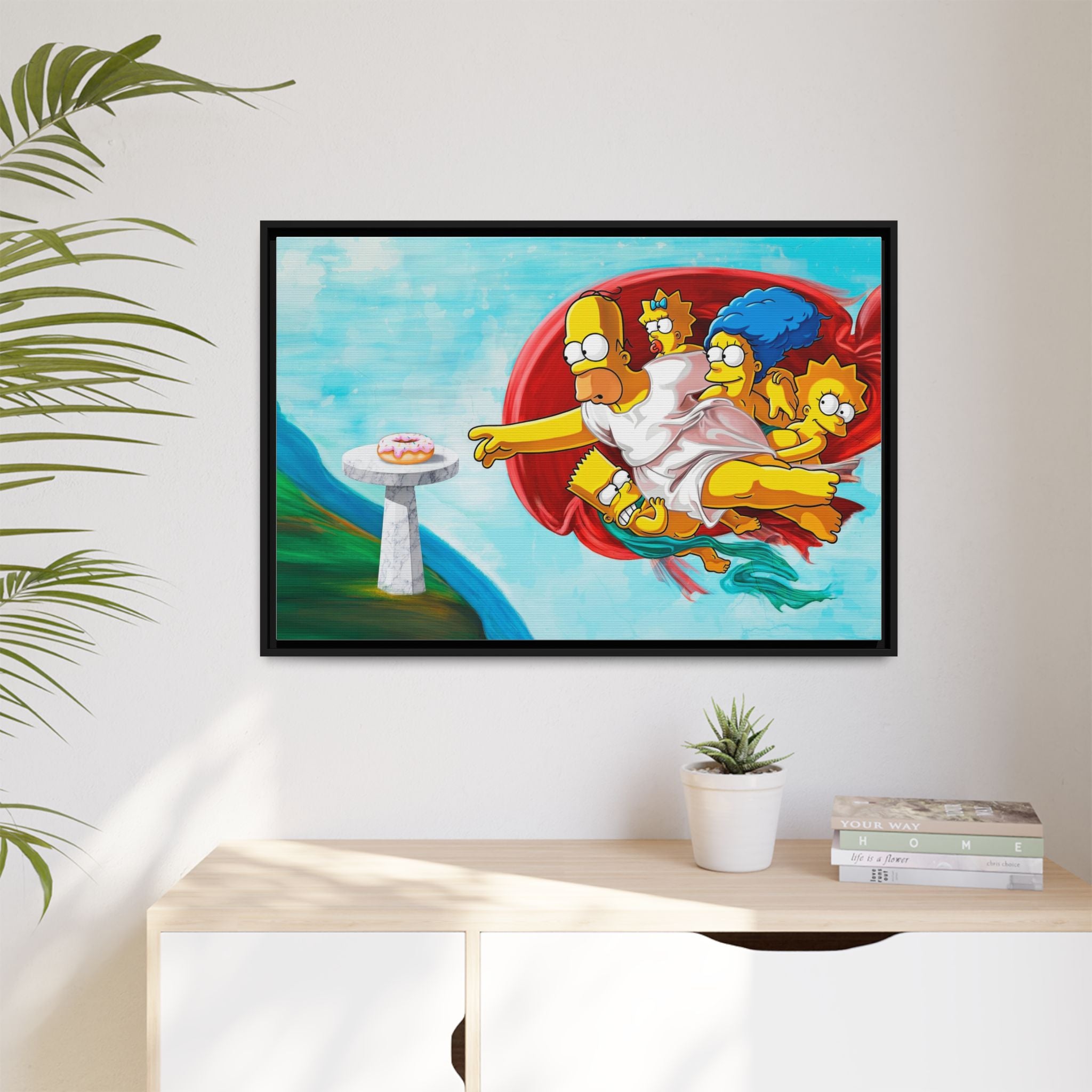 The Simpsons' Last Supper: Pop Culture Parody, Da Vinci Reimagined, Animated Comedy Masterpiece - Canvas Wall Art