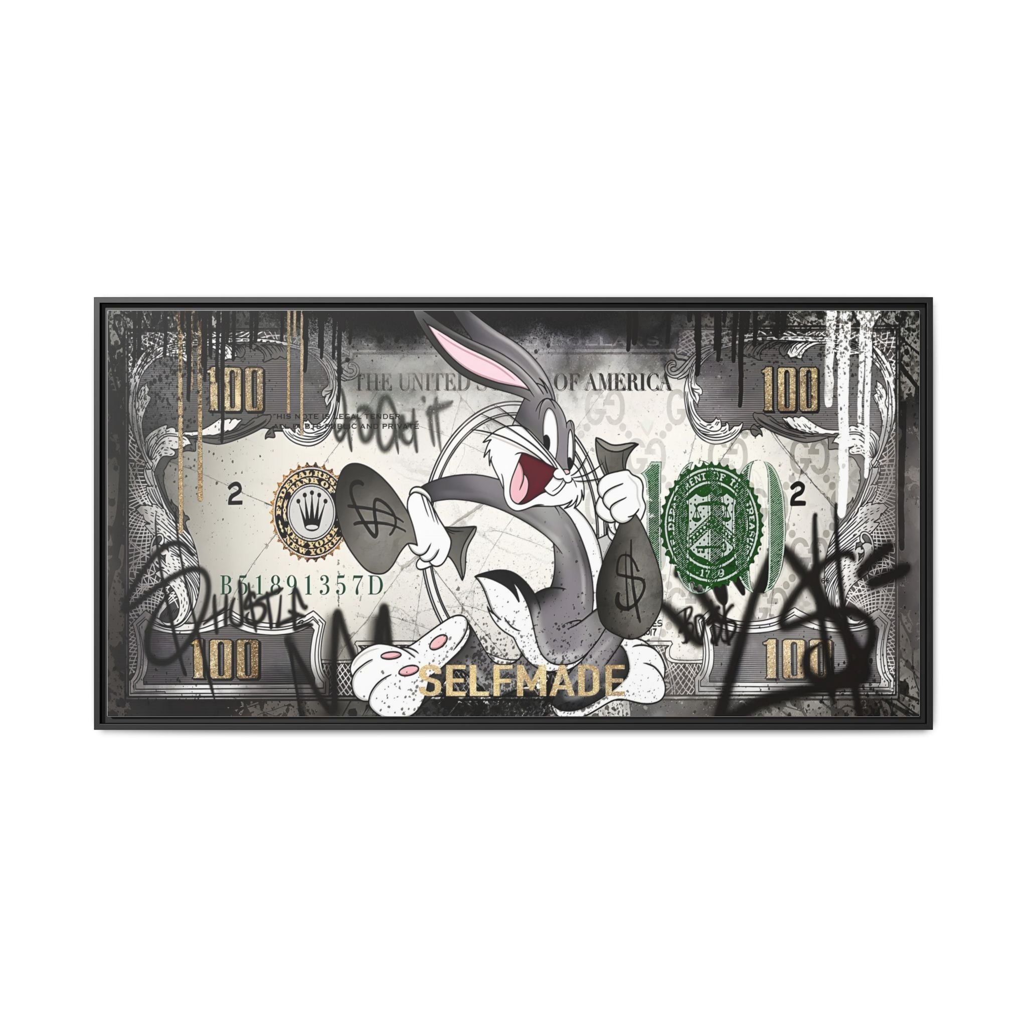 Bunny Benjamins: Pop Art Currency Remix, American Dream Iconography - Canvas Wall Art