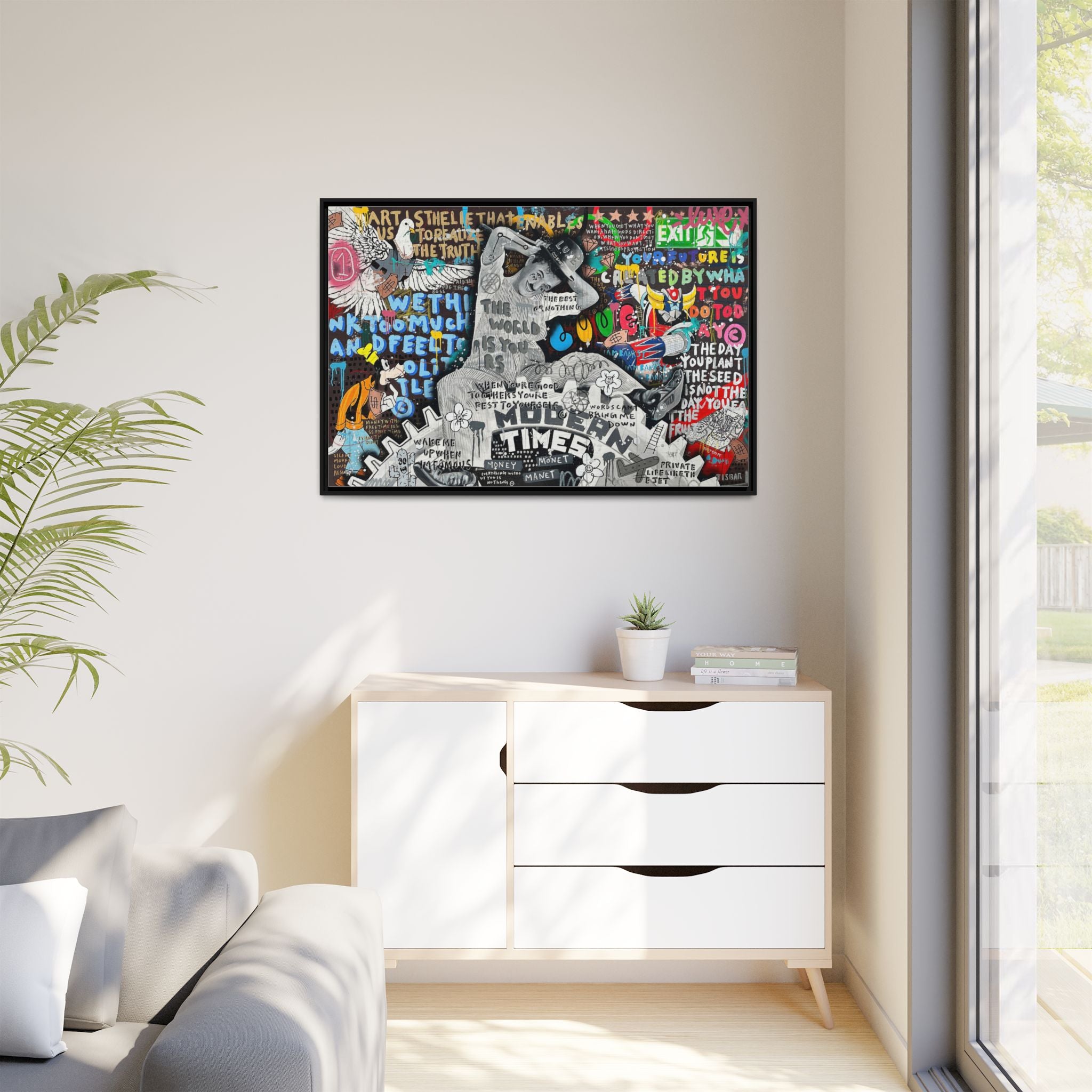 Urban Kaleidoscope: Street Art Fusion, Visual Commentary, Graffiti Narrative - Canvas Wall Art