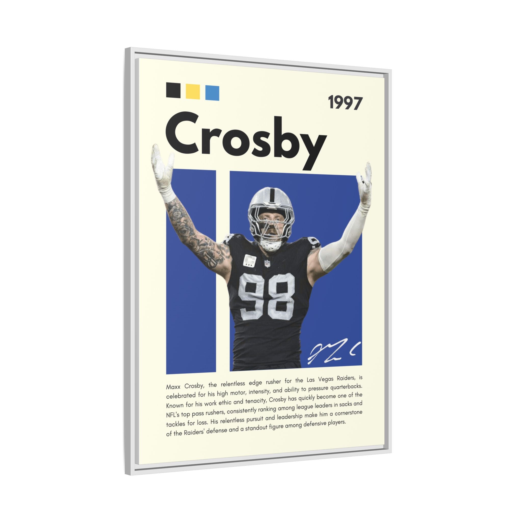 Maxx Crosby: Defensive Dynamo - Canvas Wall Art
