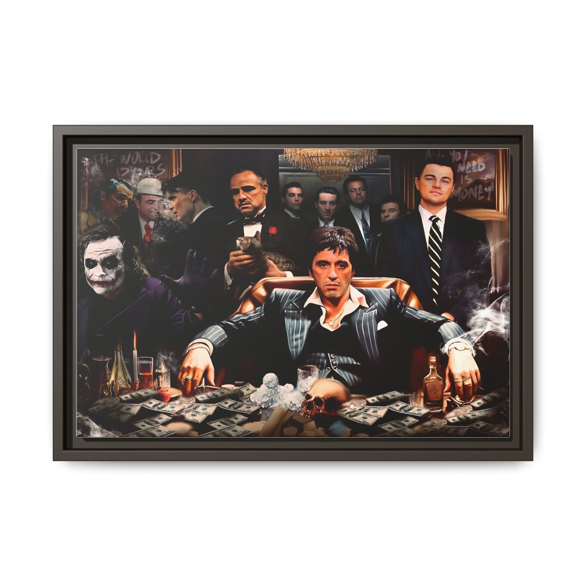 Empire of Shadows: Cinematic Crime Collage, Noir Anthology of Power - Canvas Wall Art