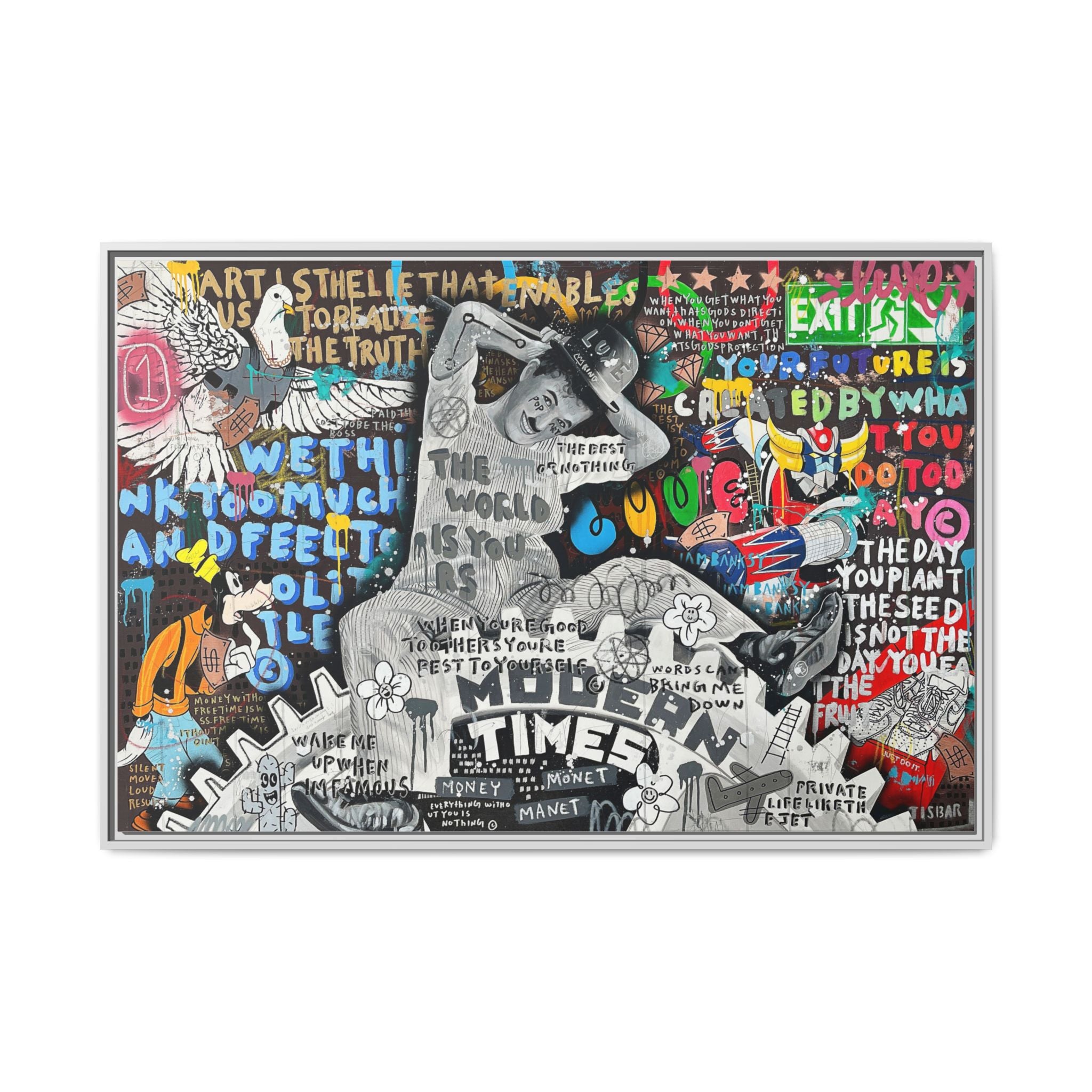 Urban Kaleidoscope: Street Art Fusion, Visual Commentary, Graffiti Narrative - Canvas Wall Art