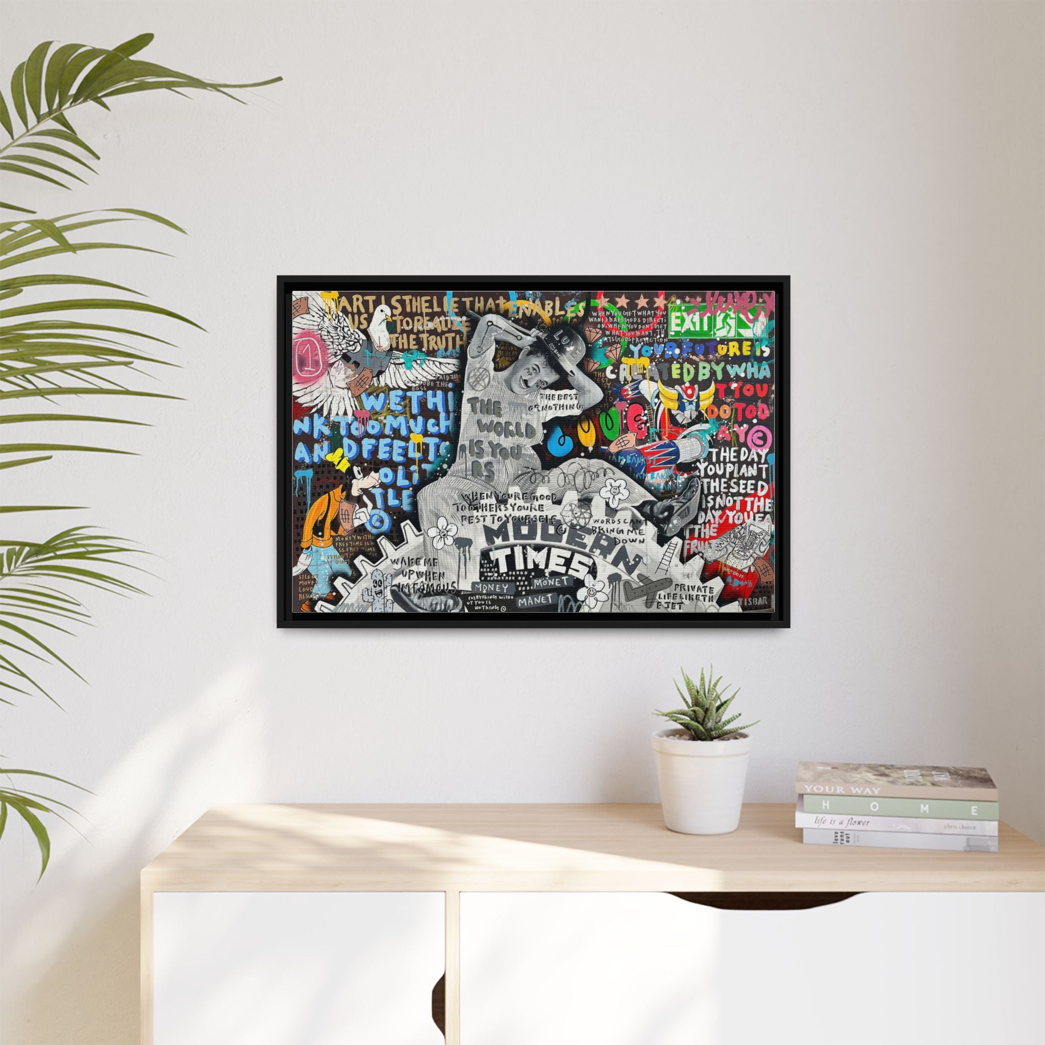 Urban Kaleidoscope: Street Art Fusion, Visual Commentary, Graffiti Narrative - Canvas Wall Art