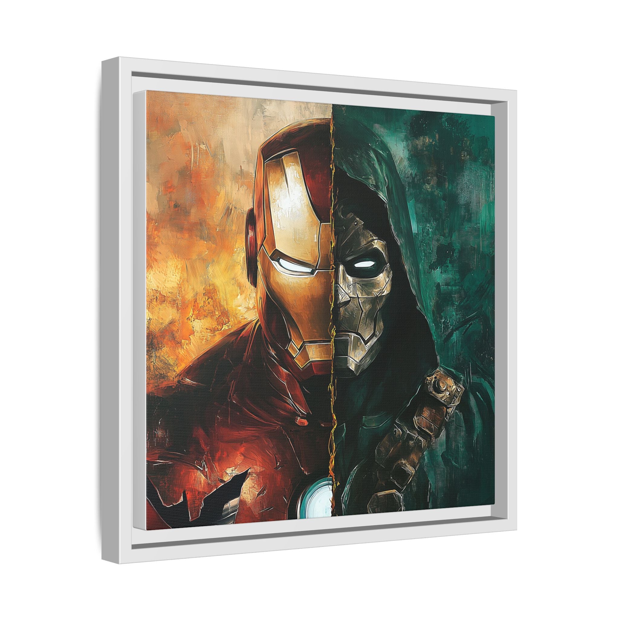 Technological Titans: Marvel Rivalry, Digital Fan Art Portrait, Superhero Duality Composition - Canvas Wall Art